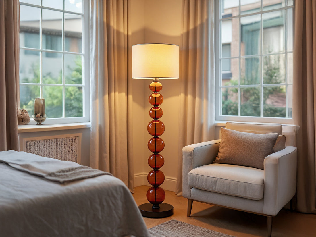 Customized Amber Blown Glass Floor Lamp
