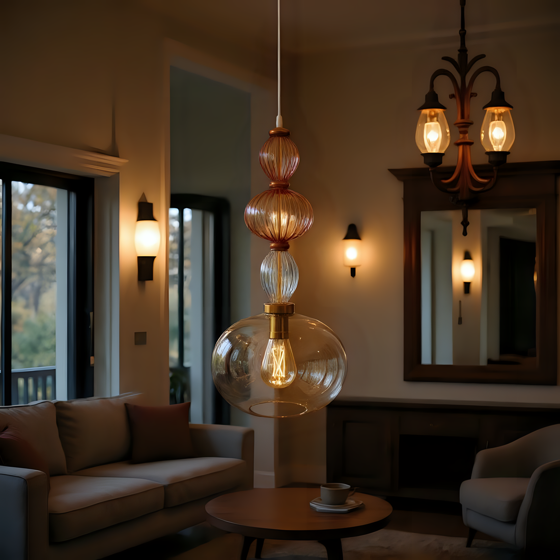 Hand Blown Glass Pendant Light