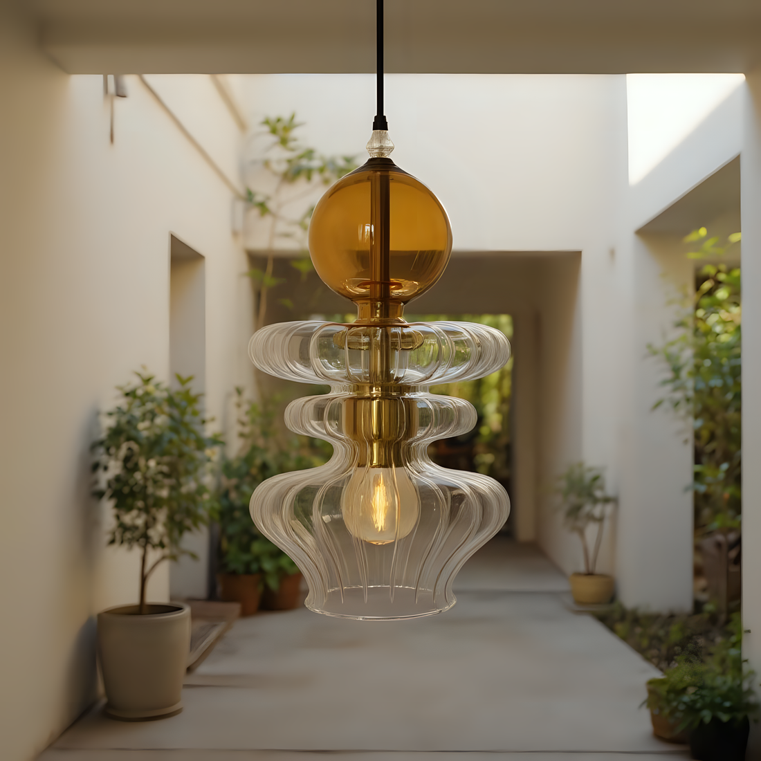 Custom Hand Blown Glass Pendant Light