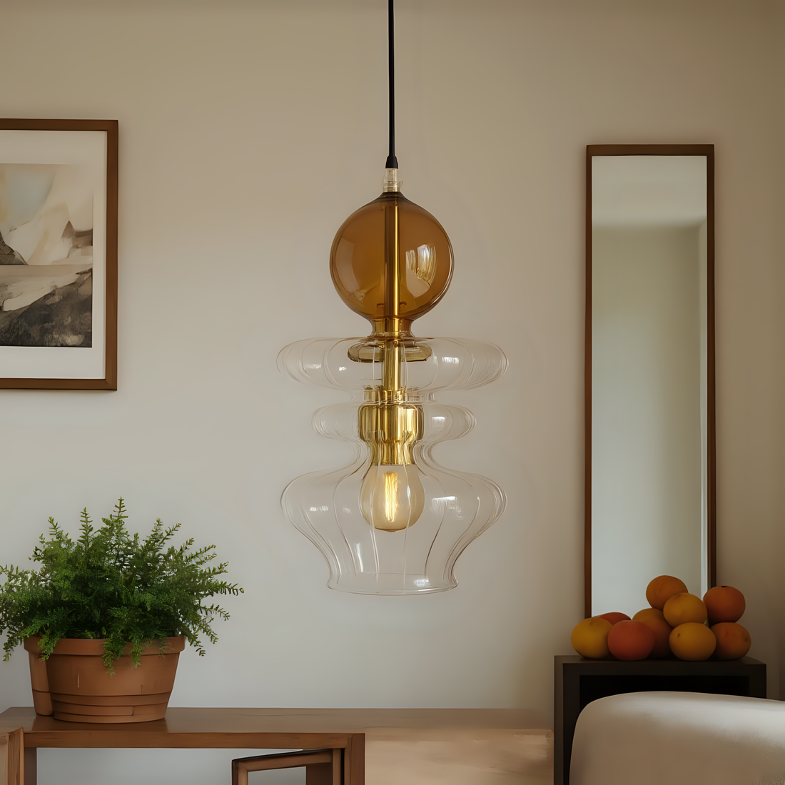 Custom Hand Blown Glass Pendant Light