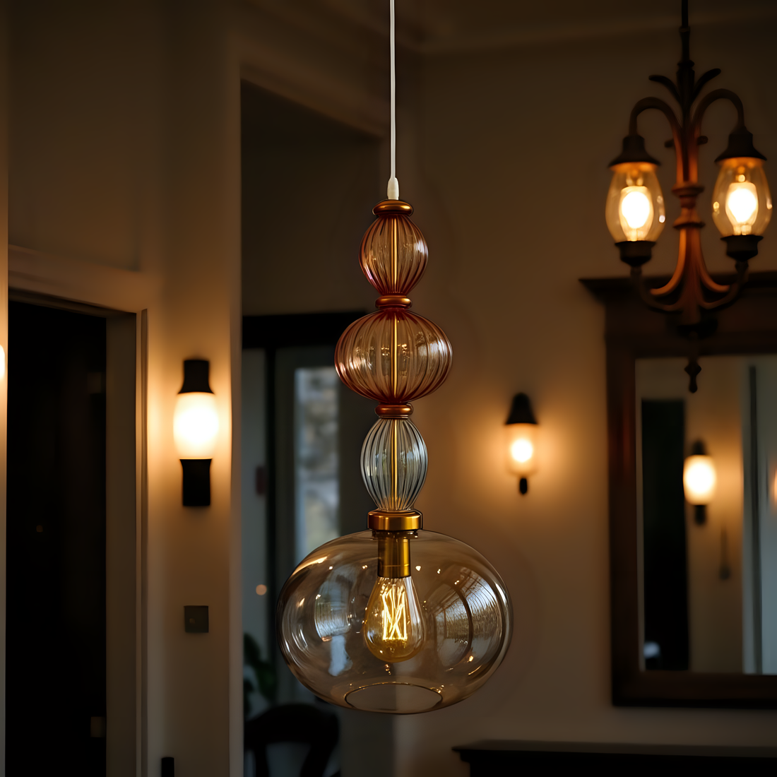 Hand Blown Glass Pendant Light