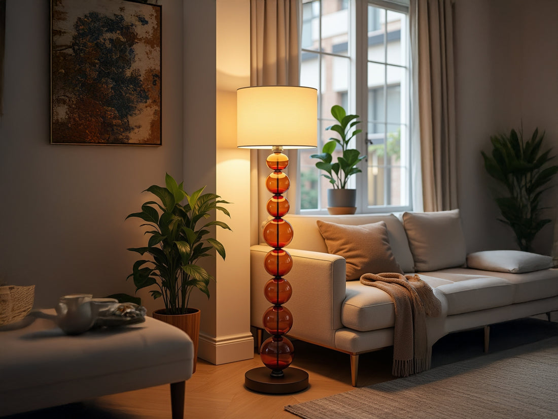 Customized Amber Blown Glass Floor Lamp
