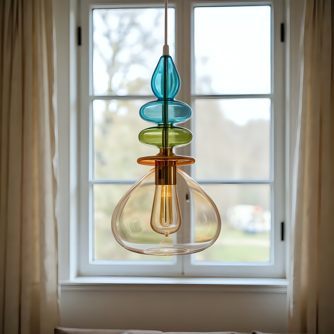Colorful Blown Glass Pendant Light