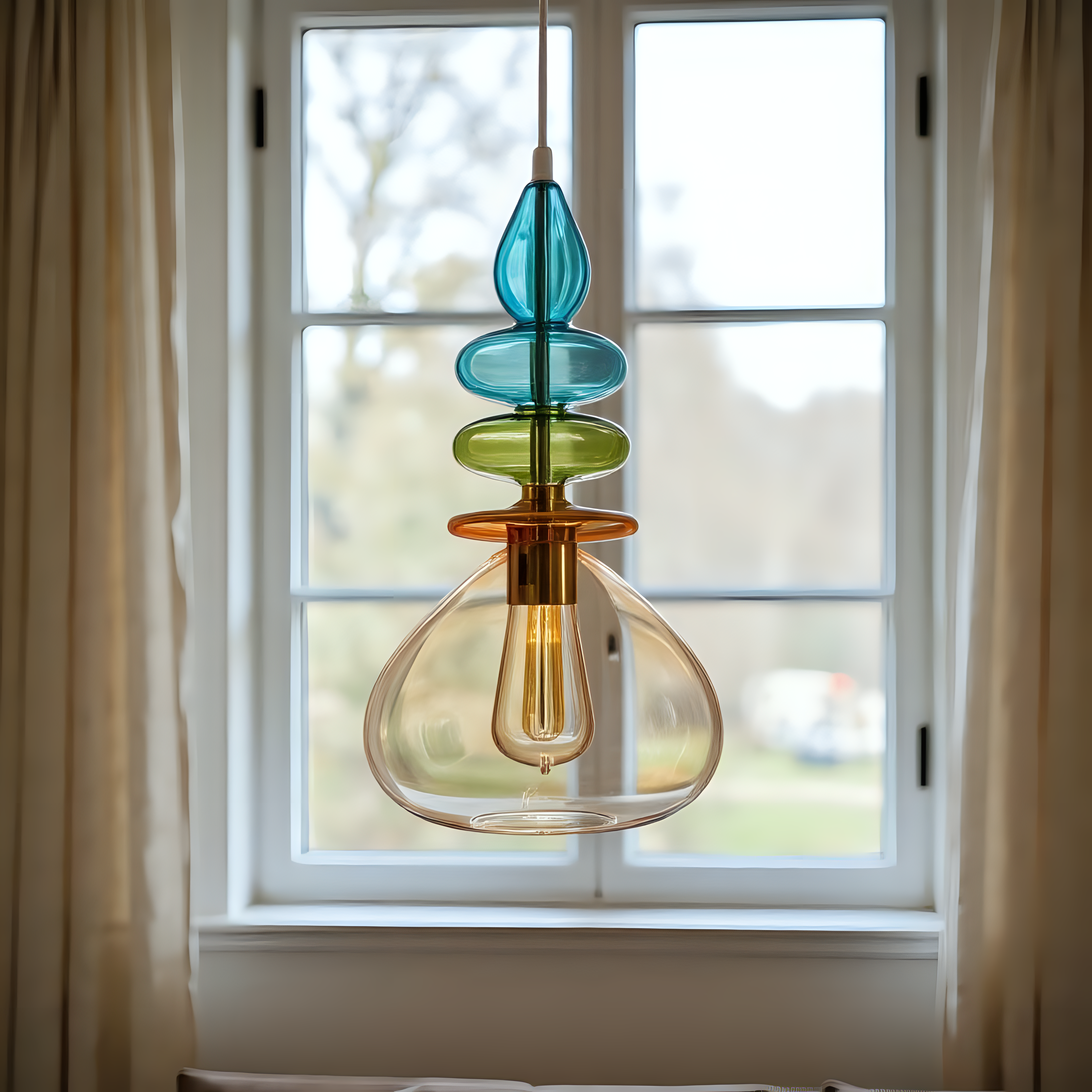Colorful Blown Glass Pendant Light