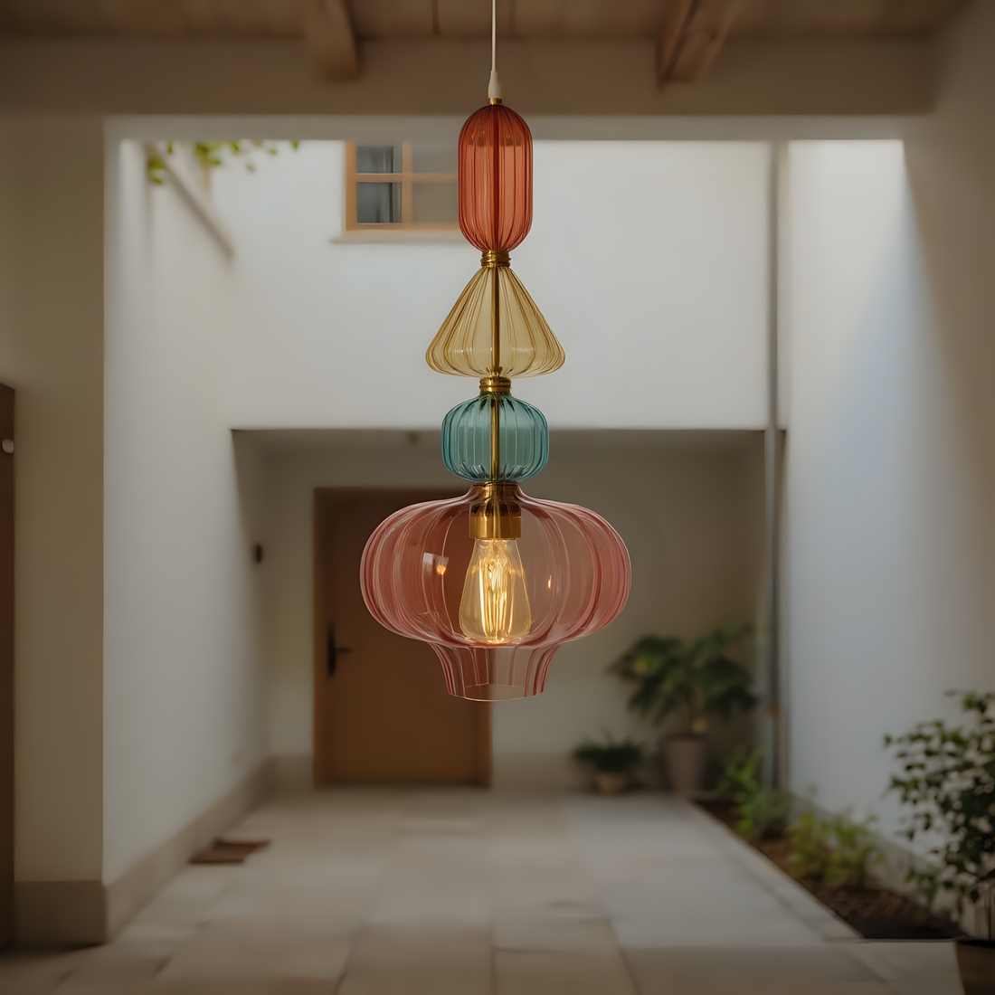 Colorful Blown Glass Pendant Light