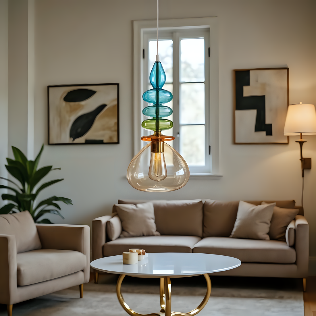 Colorful Blown Glass Pendant Light