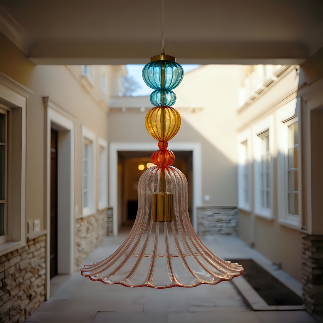 Colorful Blown Glass Pendant Light