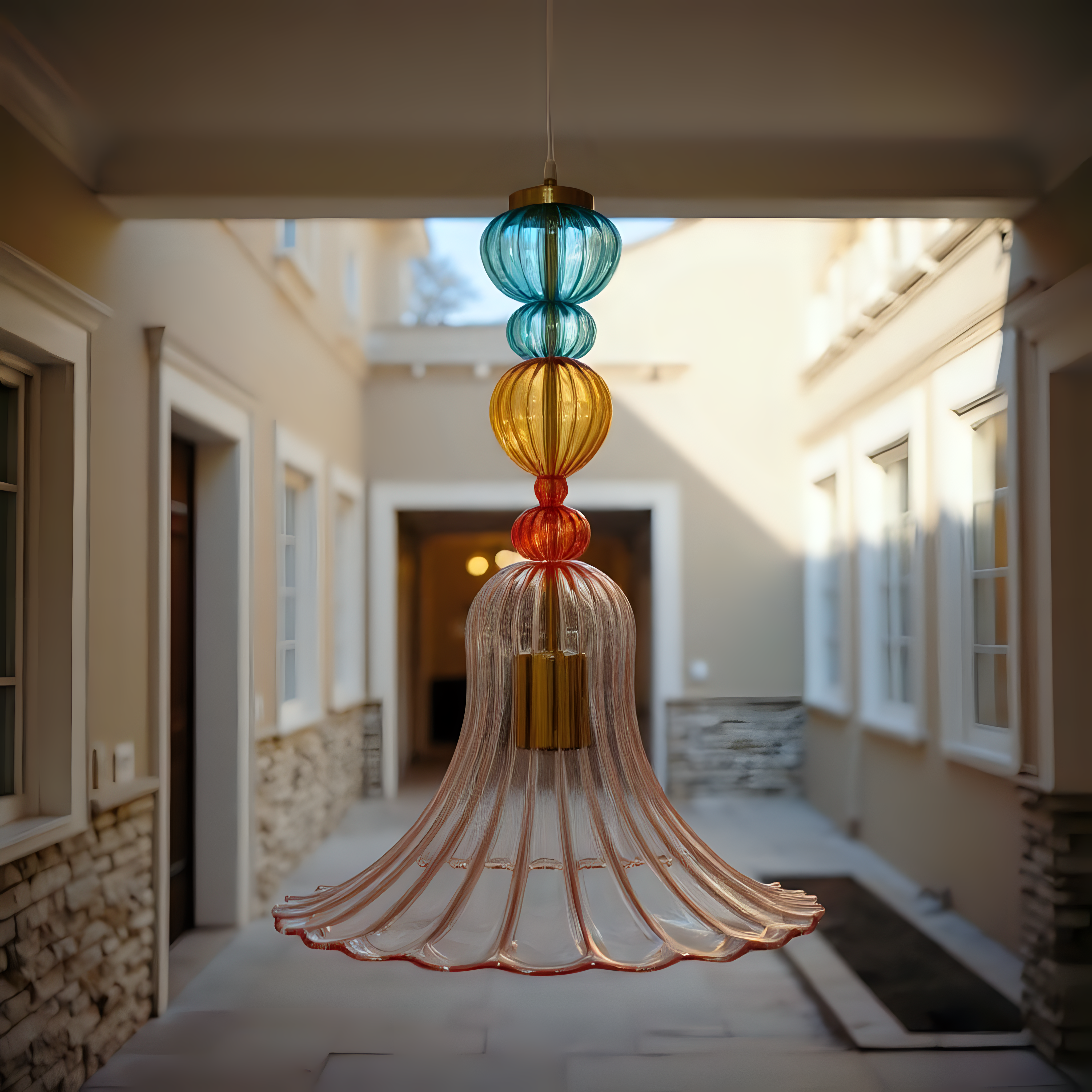 Colorful Blown Glass Pendant Light