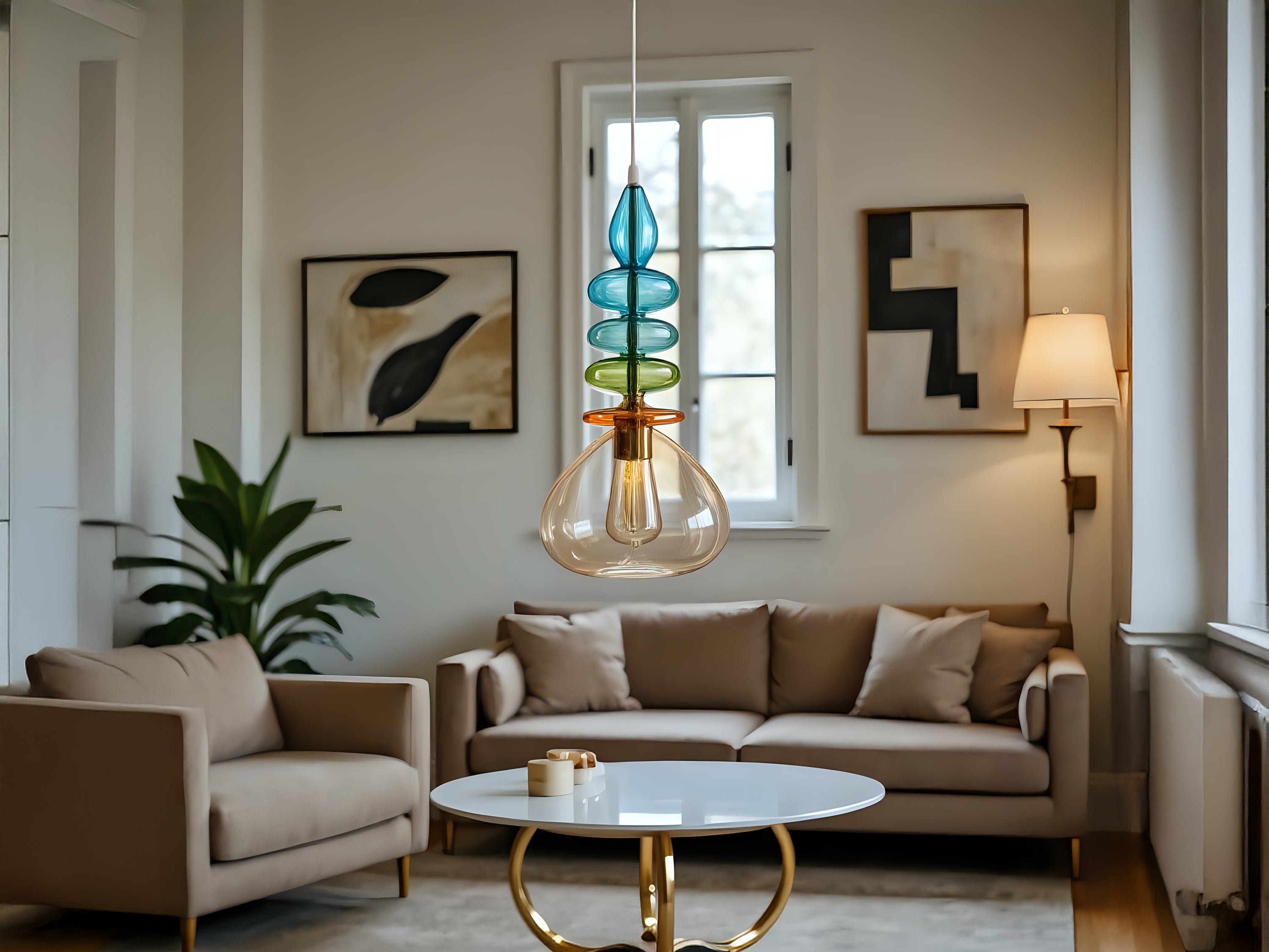 Colorful Blown Glass Pendant Light