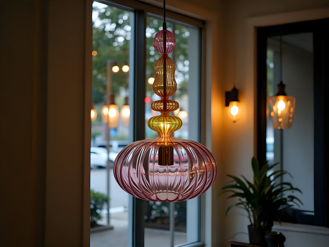 Pink Blown Glass Pendant Light