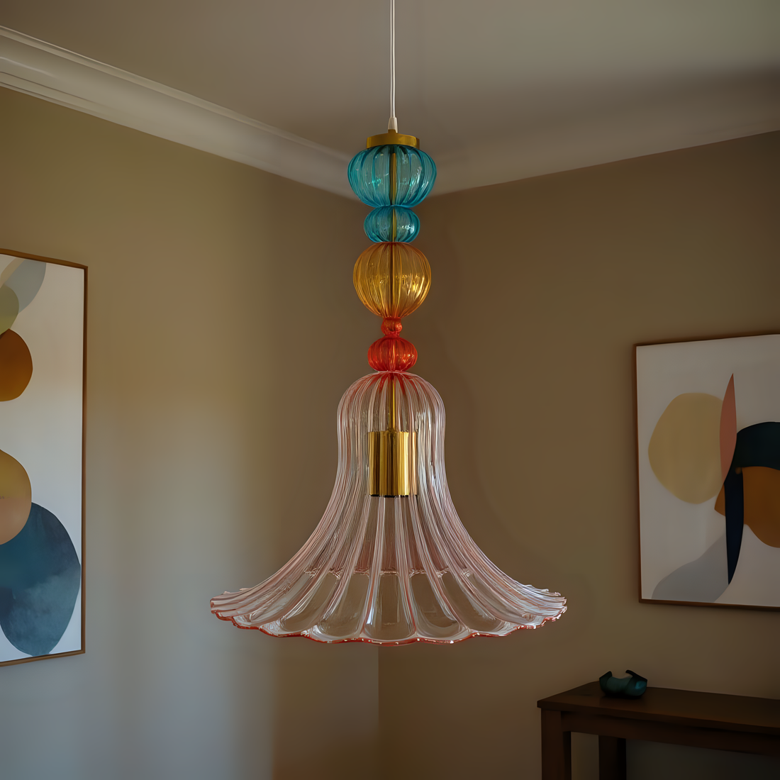 Colorful Blown Glass Pendant Light