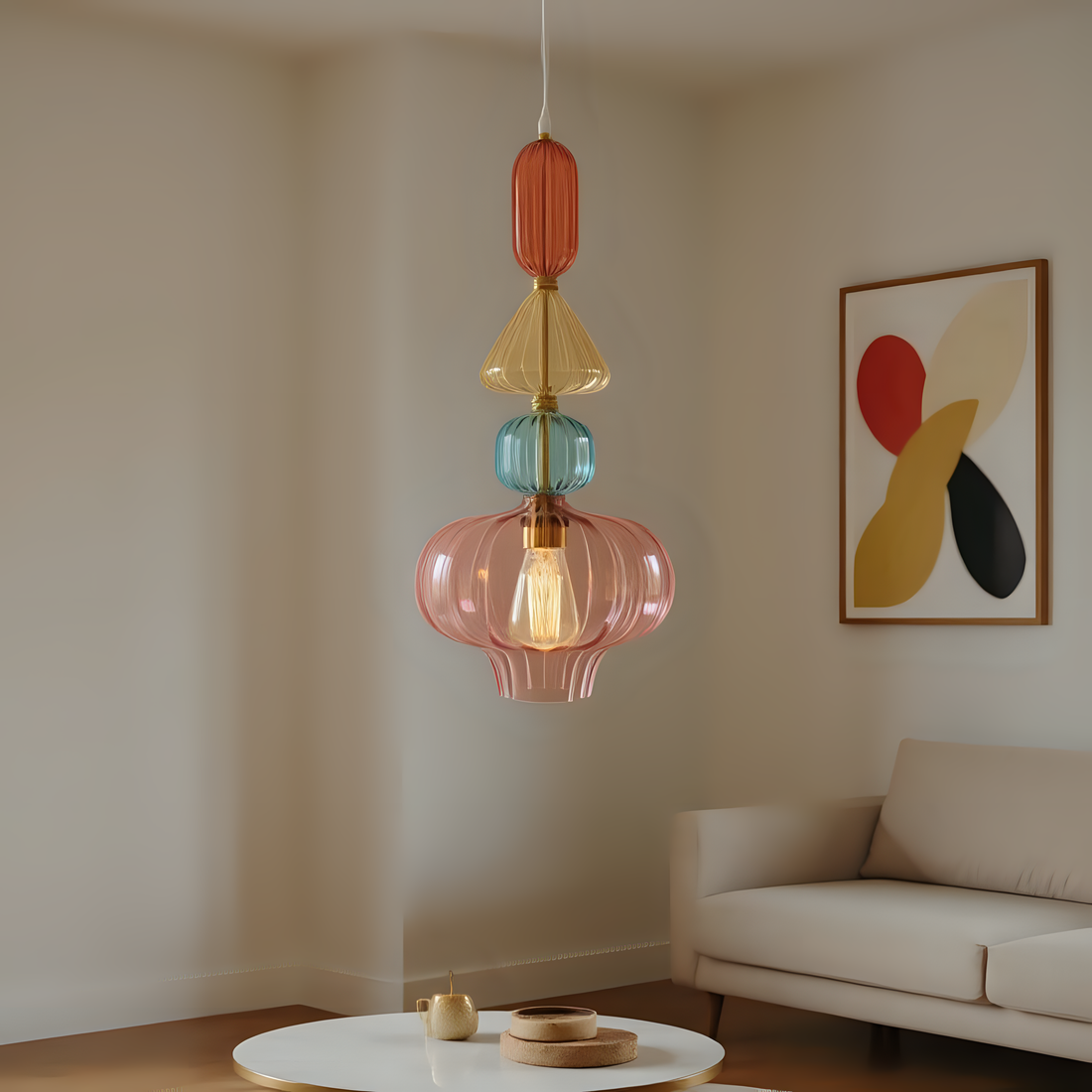 Colorful Blown Glass Pendant Light
