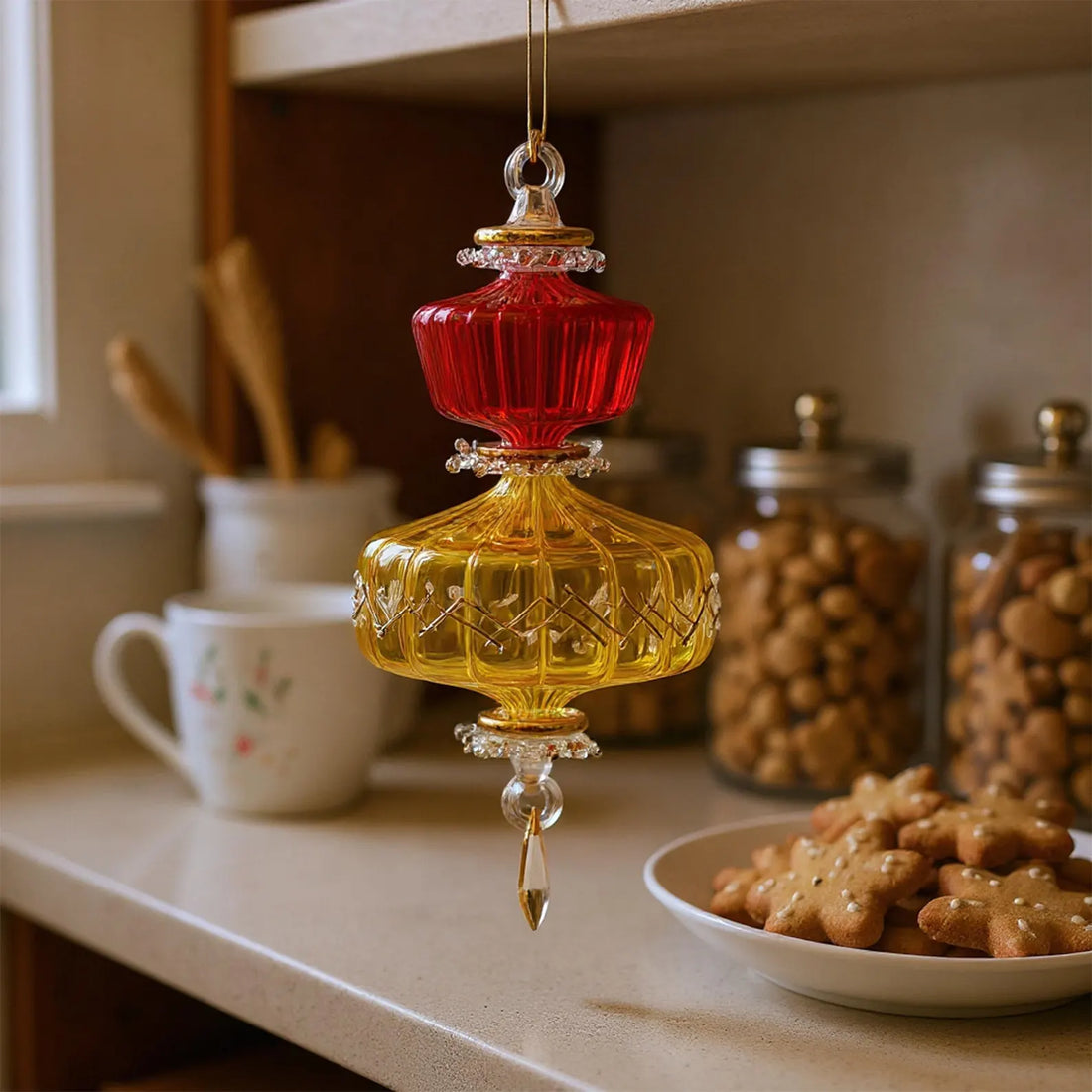 Handmade blown glass Christmas ornament