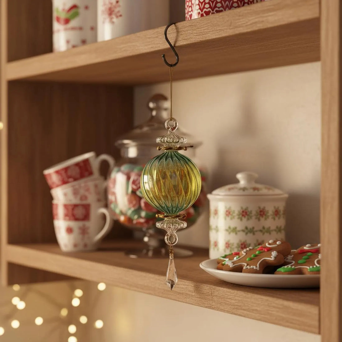 Handmade green blown glass