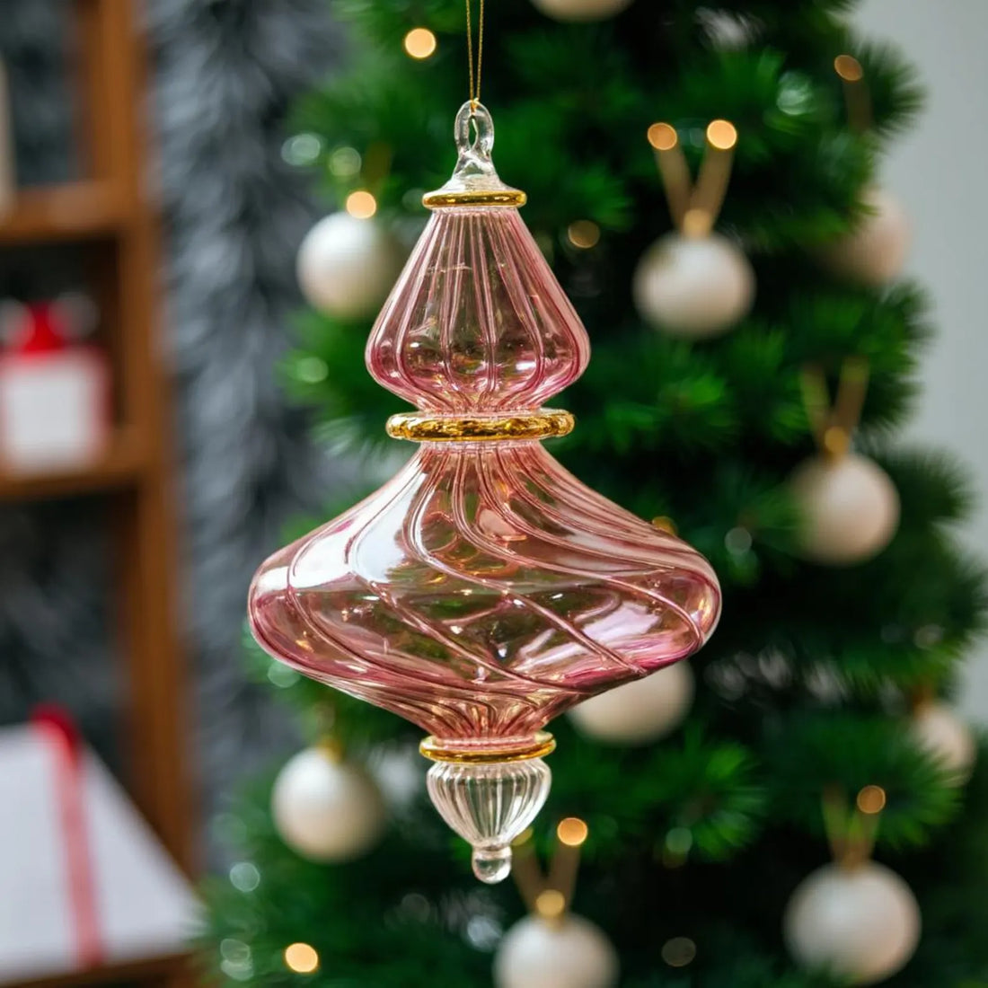 Large pink handmade blown glass