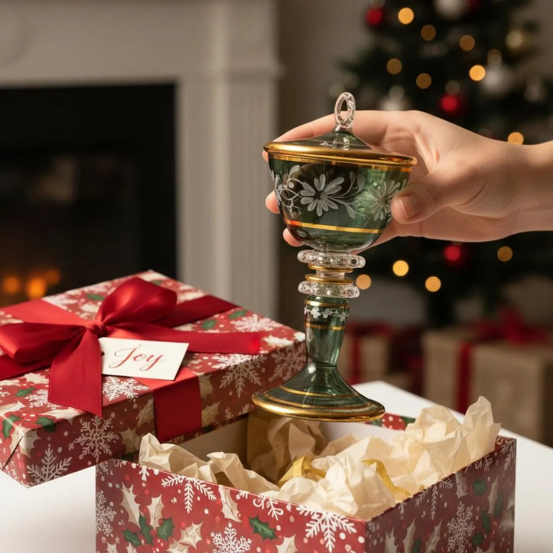 Blown glass Christmas ornament