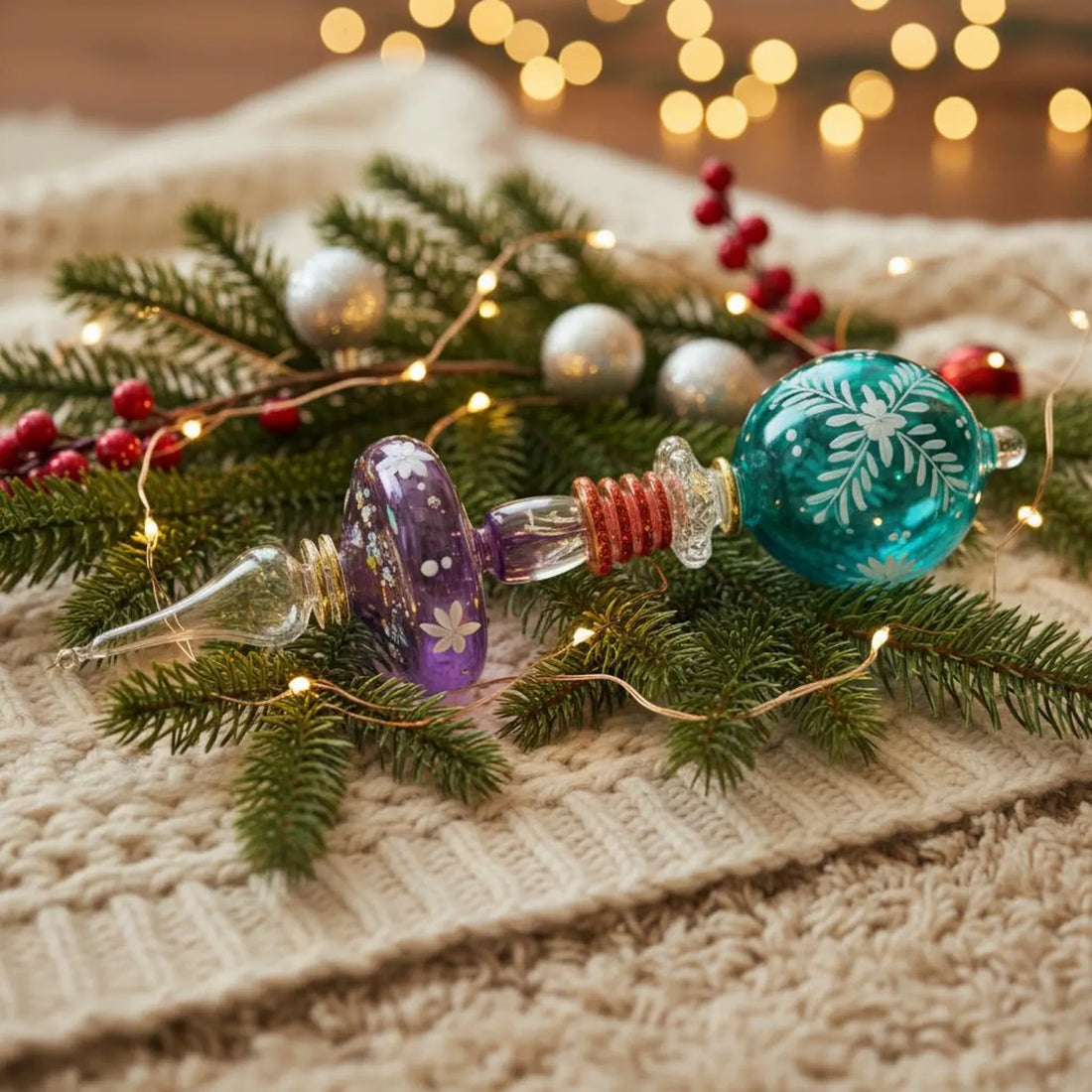 Blown glass Christmas ornament handmade