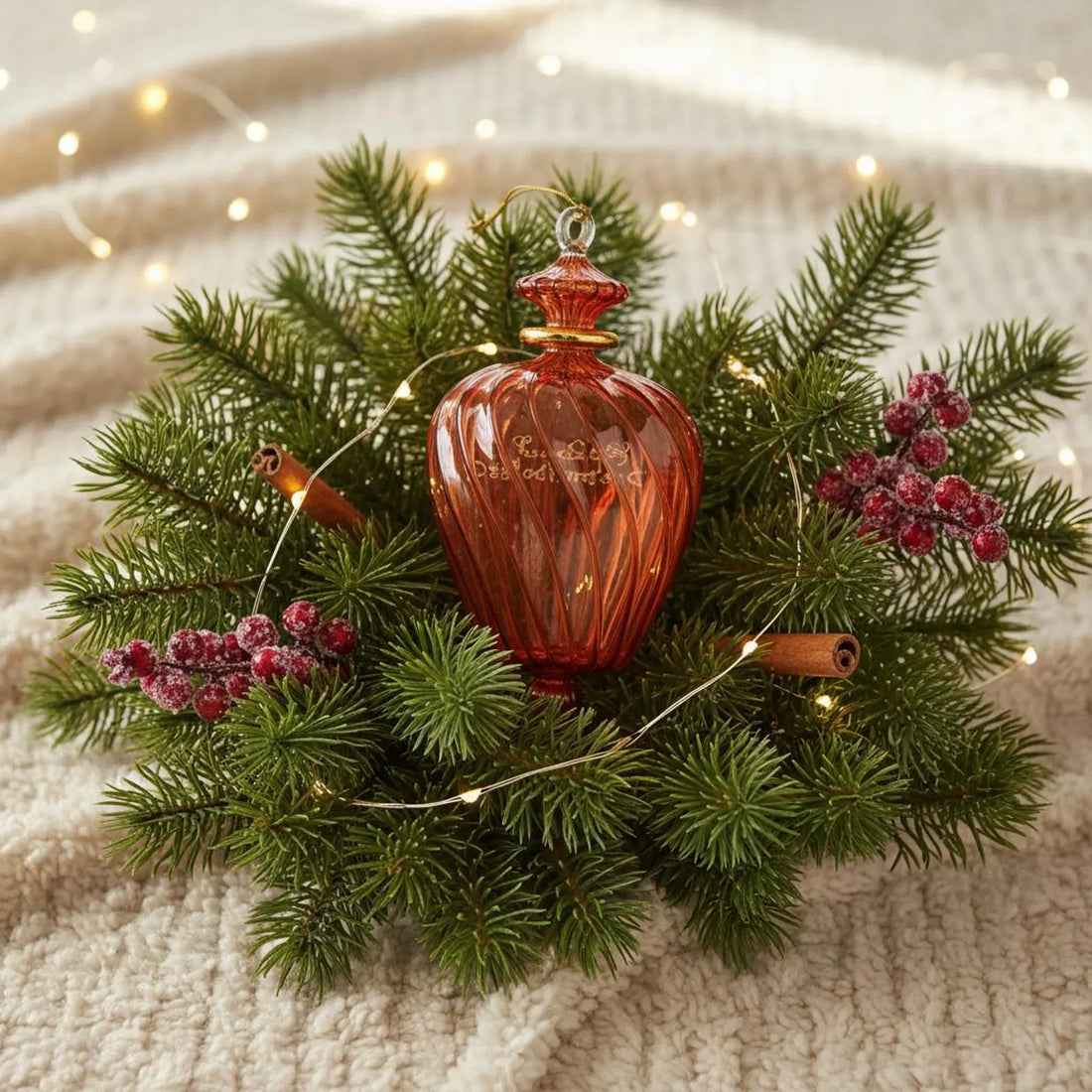 Orange Blown Glass Christmas Ornament