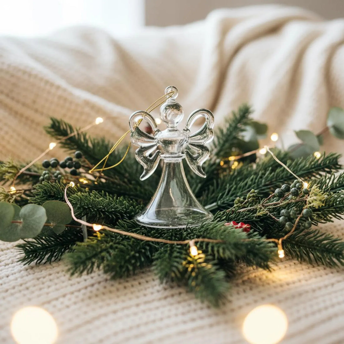 Angel Handmade Gift For Her Glass Christmas Ornament with 14k Gold