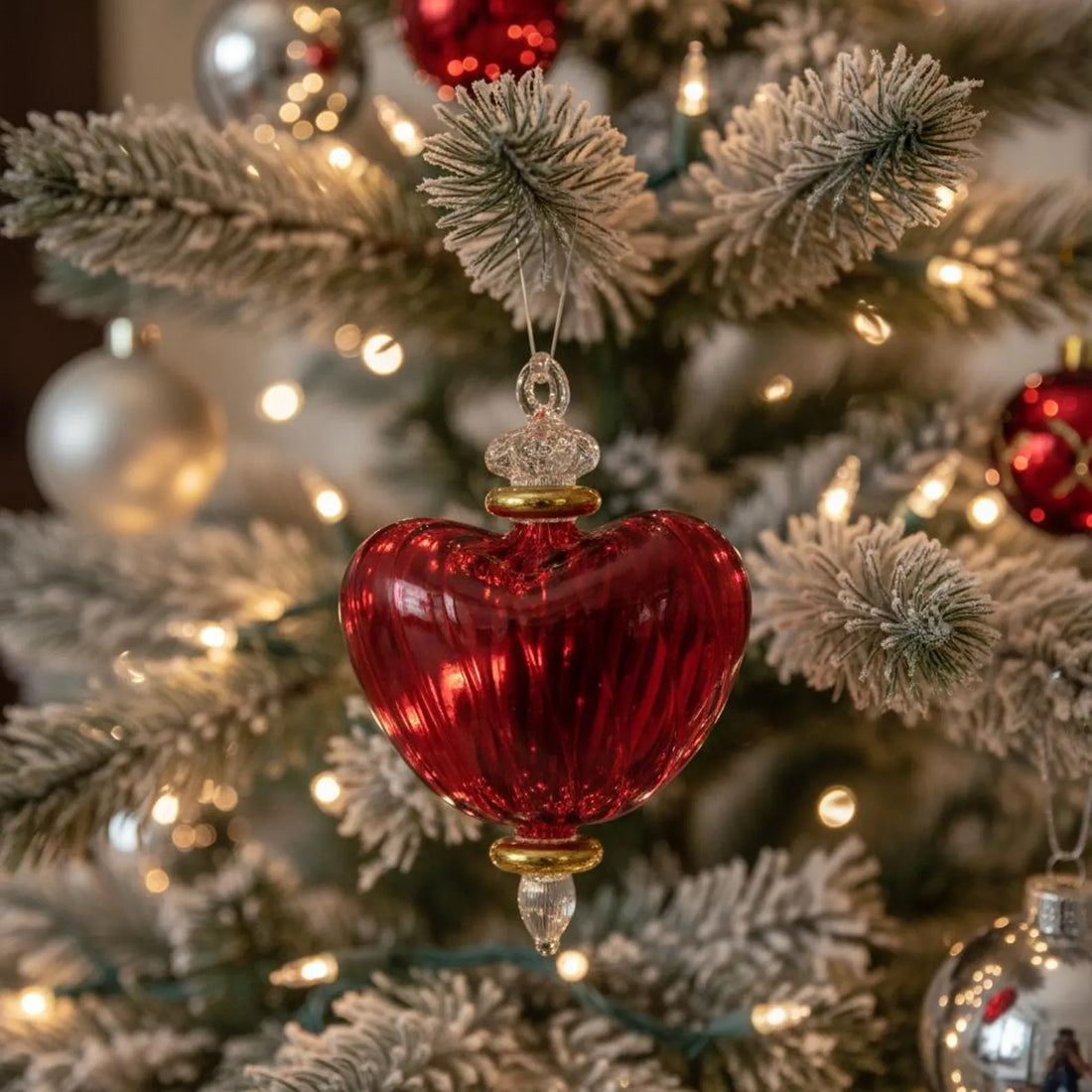 Handmade Red Heart Blown Glass