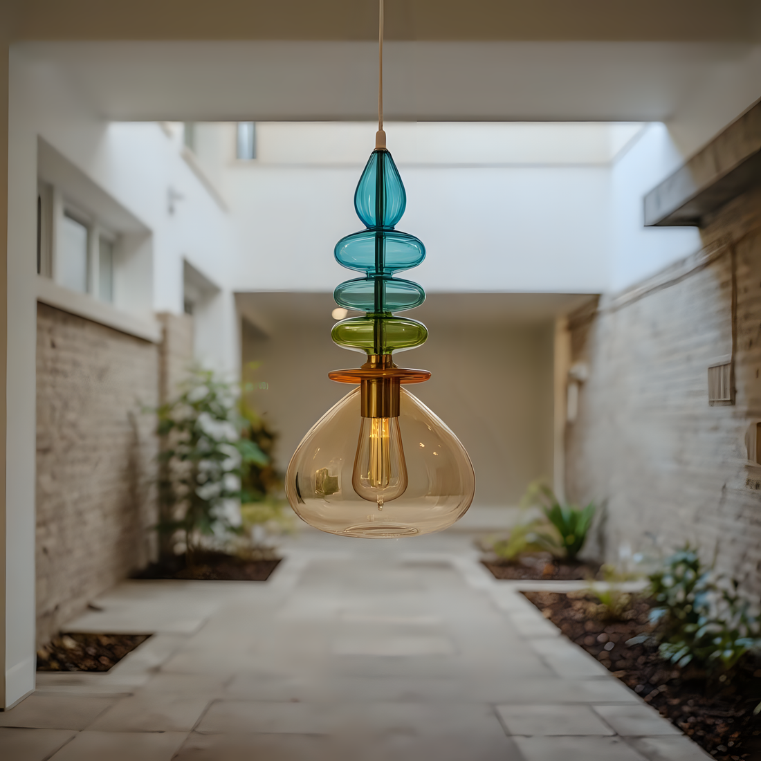 Colorful Blown Glass Pendant Light