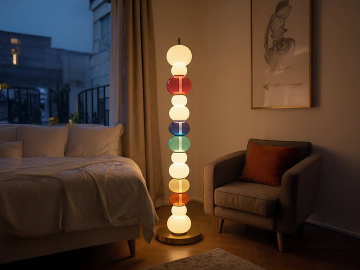Handmade Floor Lamp with Colorful Glass Orbs Unique Tall Floor Lamp