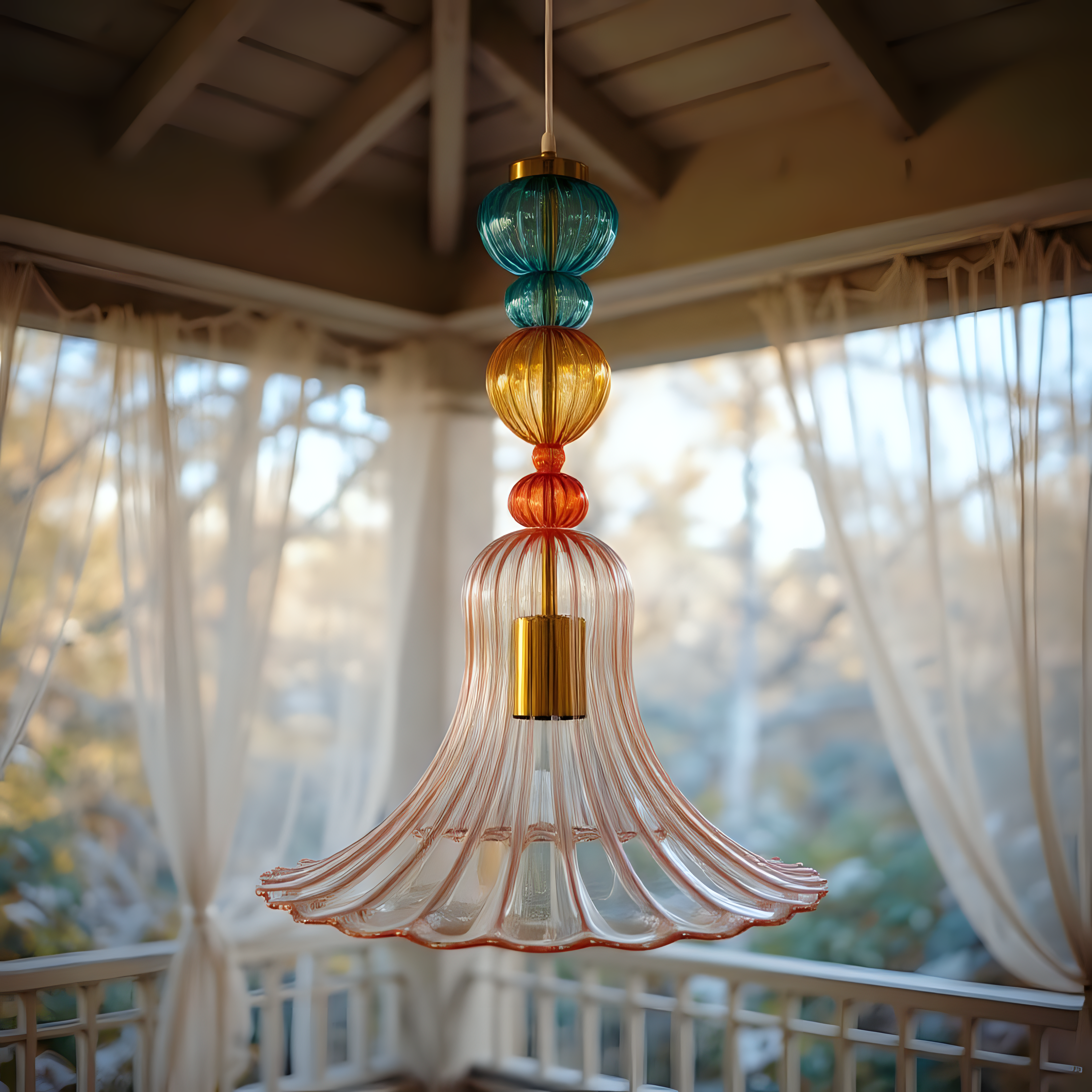 Colorful Blown Glass Pendant Light
