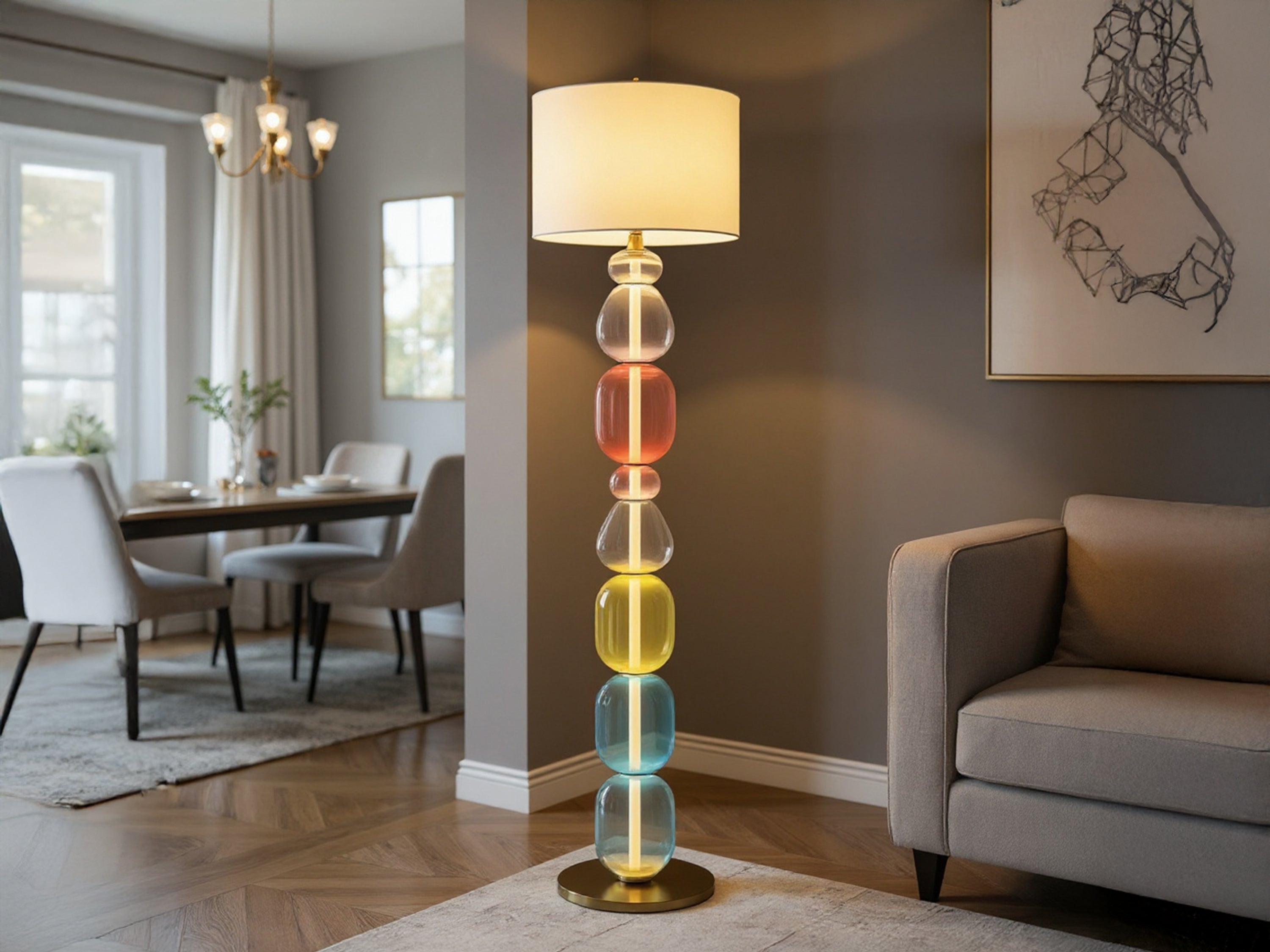 Handcrafted Modern Glass Floor Lamp