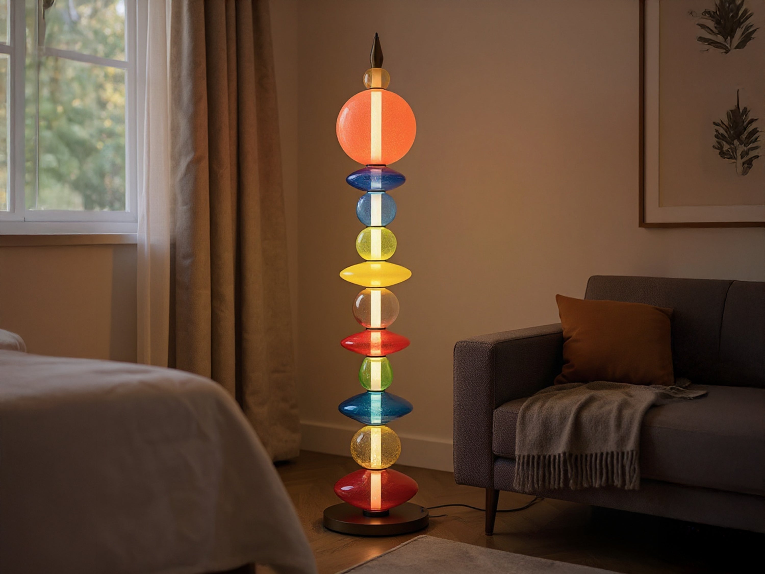 Handcrafted Colorful Glass Floor Lamp