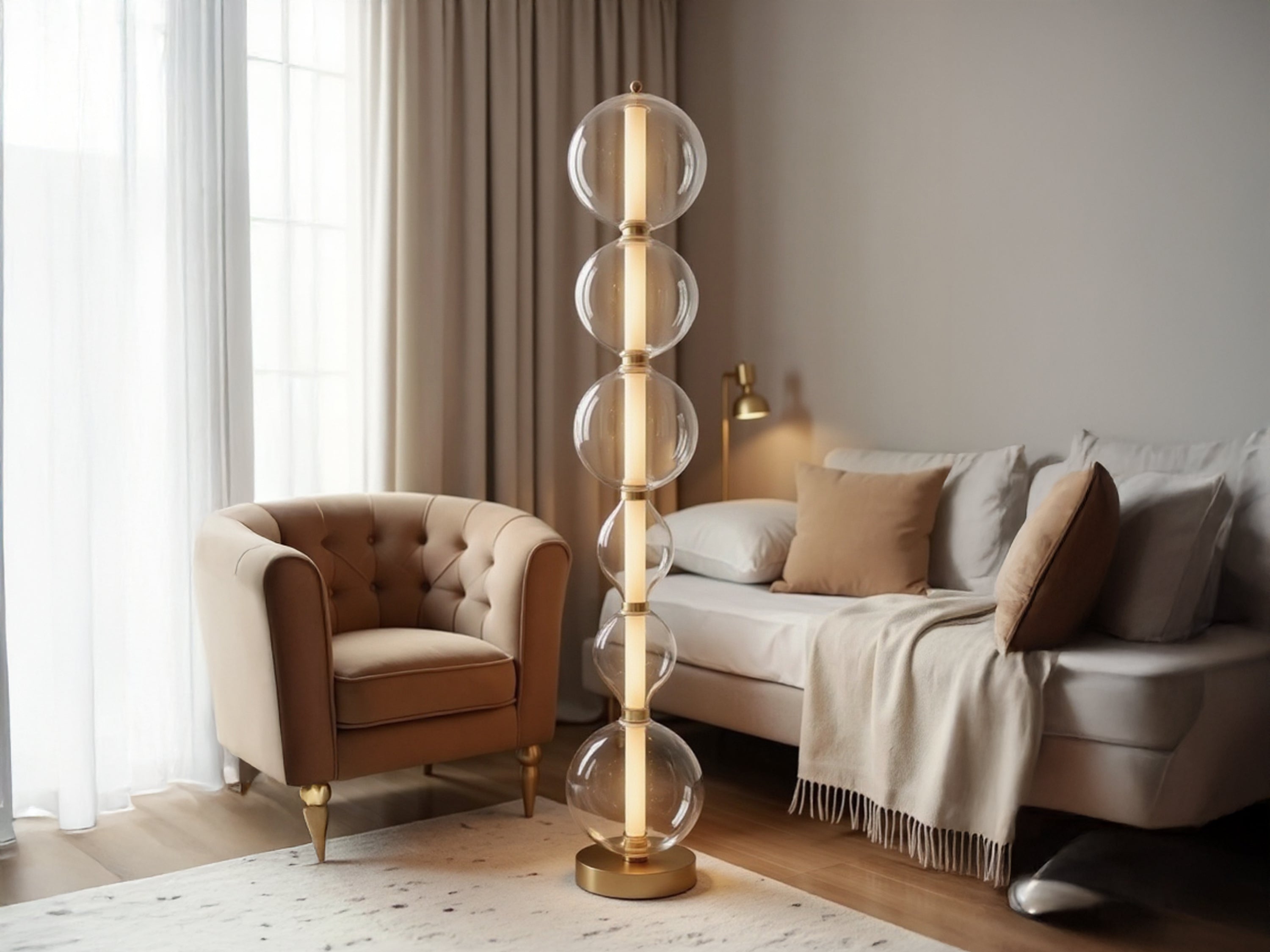 Customizable Handmade Glass Globe Floor Lamp