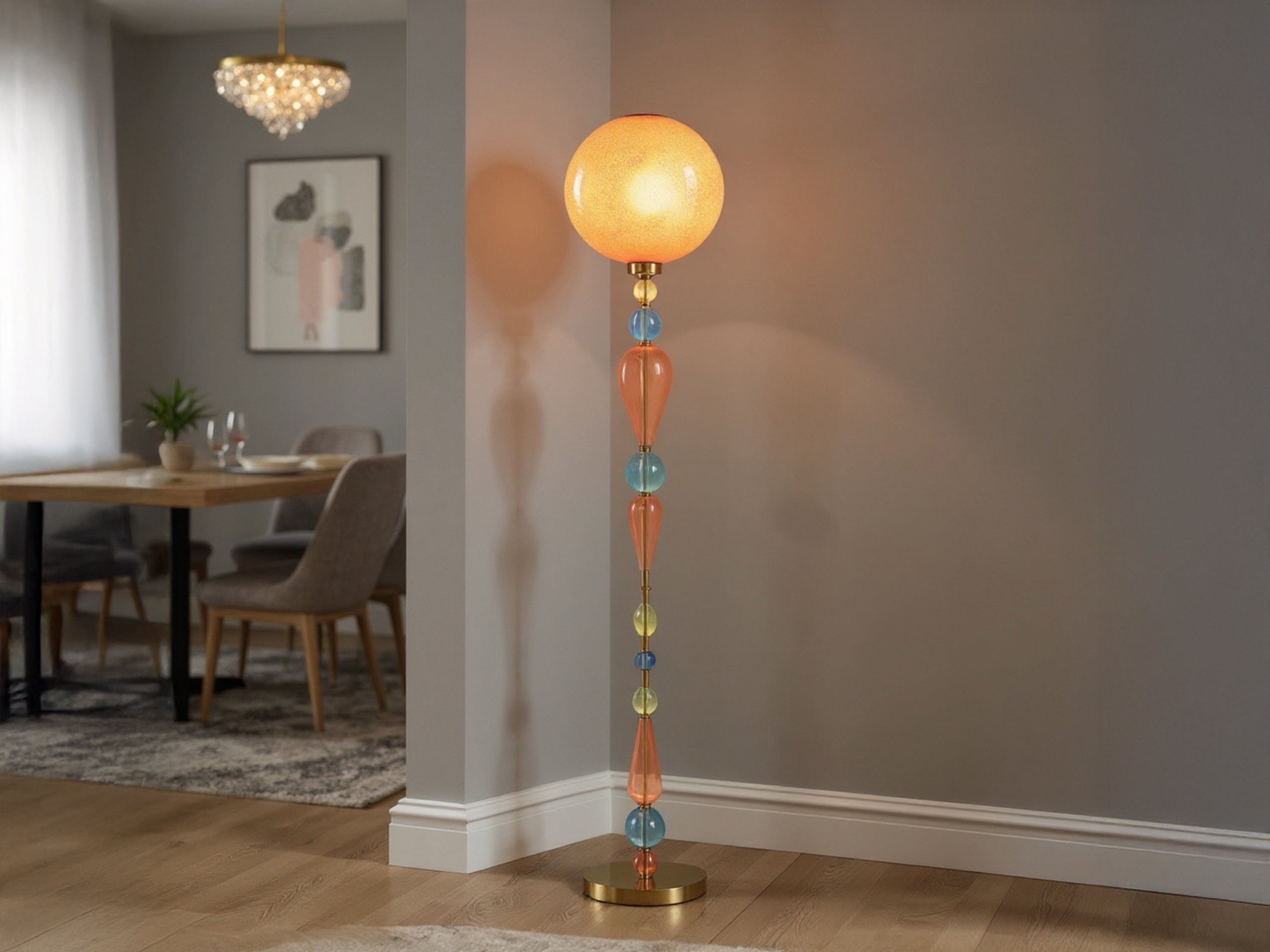 Handcrafted Colorful Glass Floor Lamp