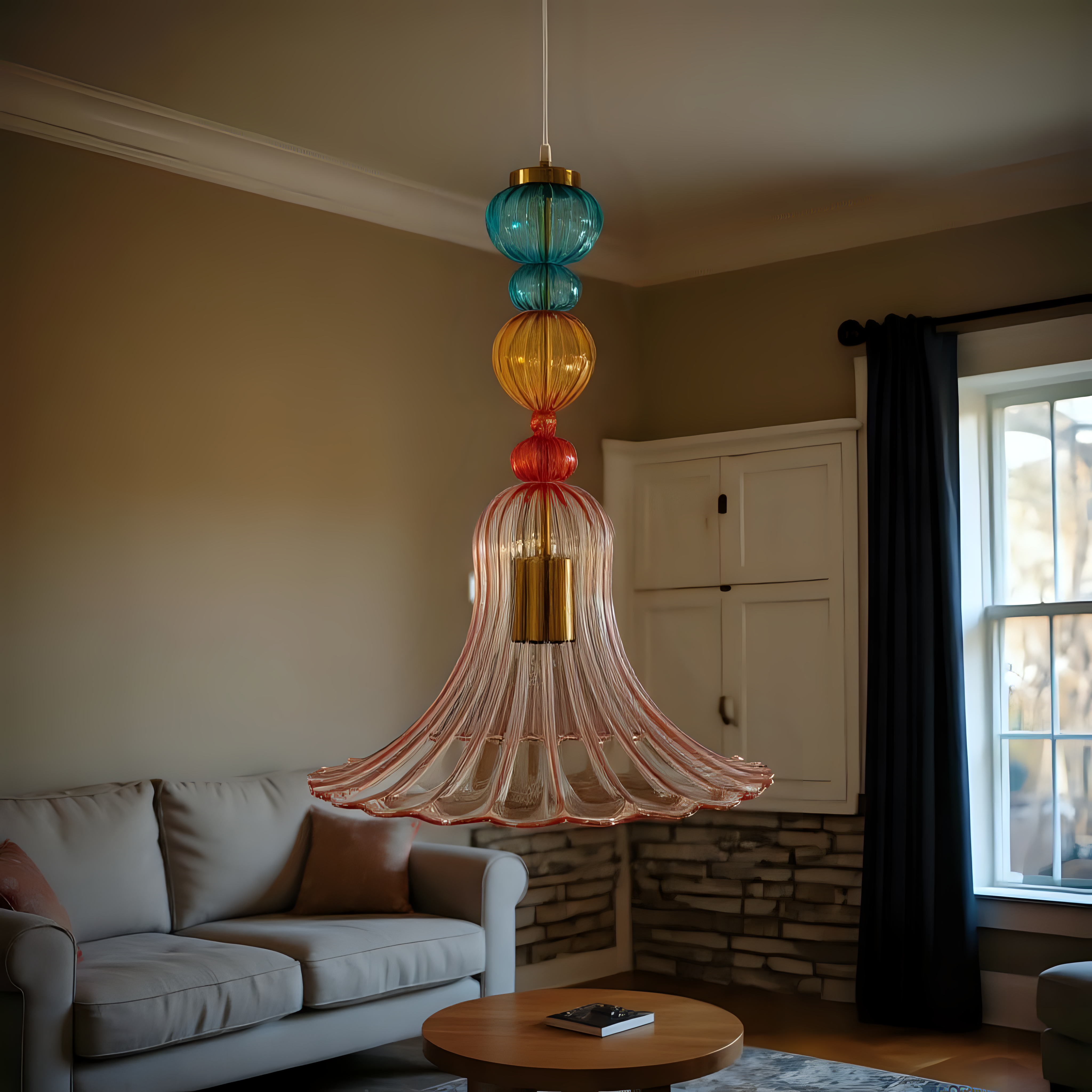 Colorful Blown Glass Pendant Light