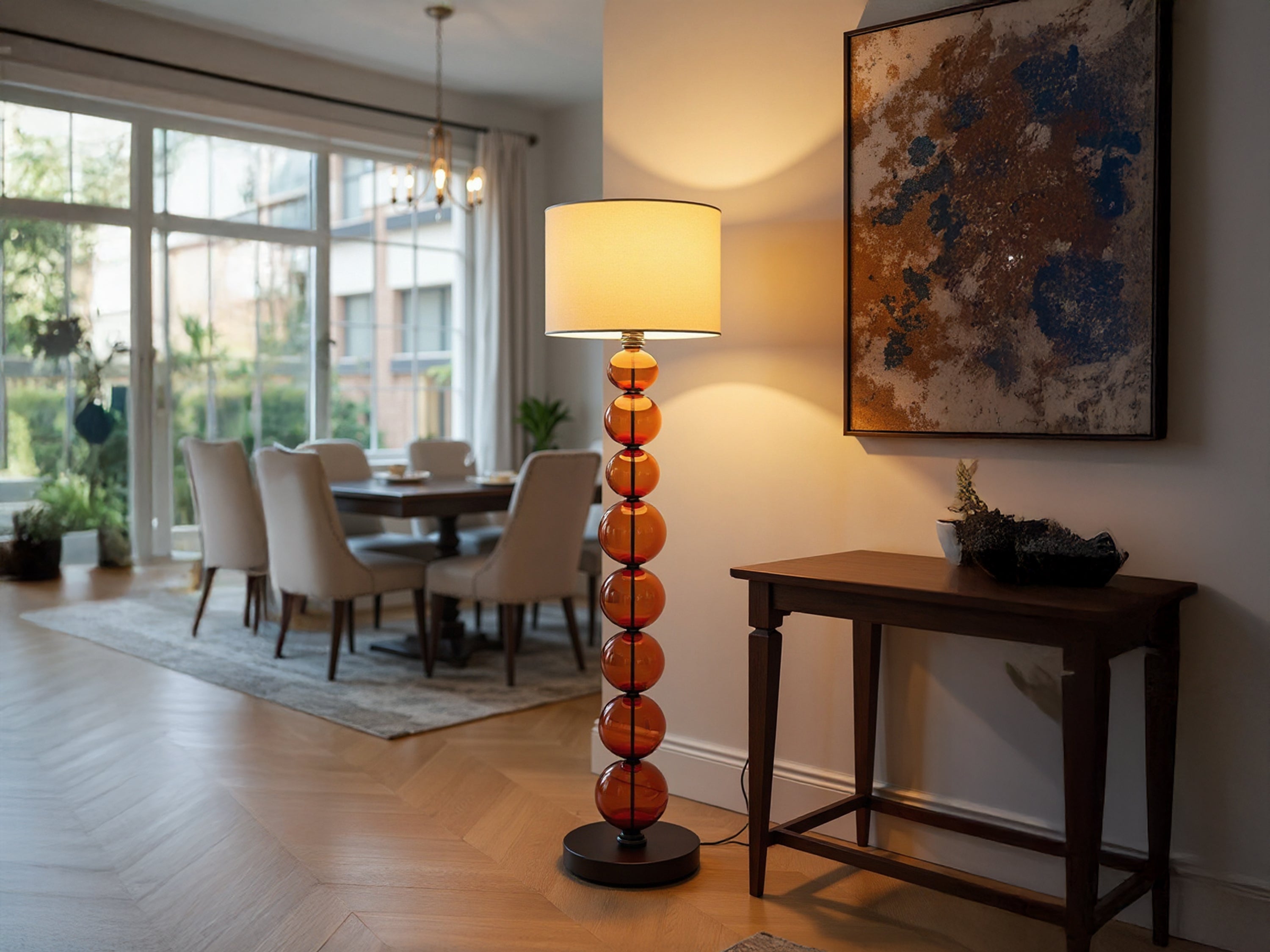 Customized Amber Blown Glass Floor Lamp