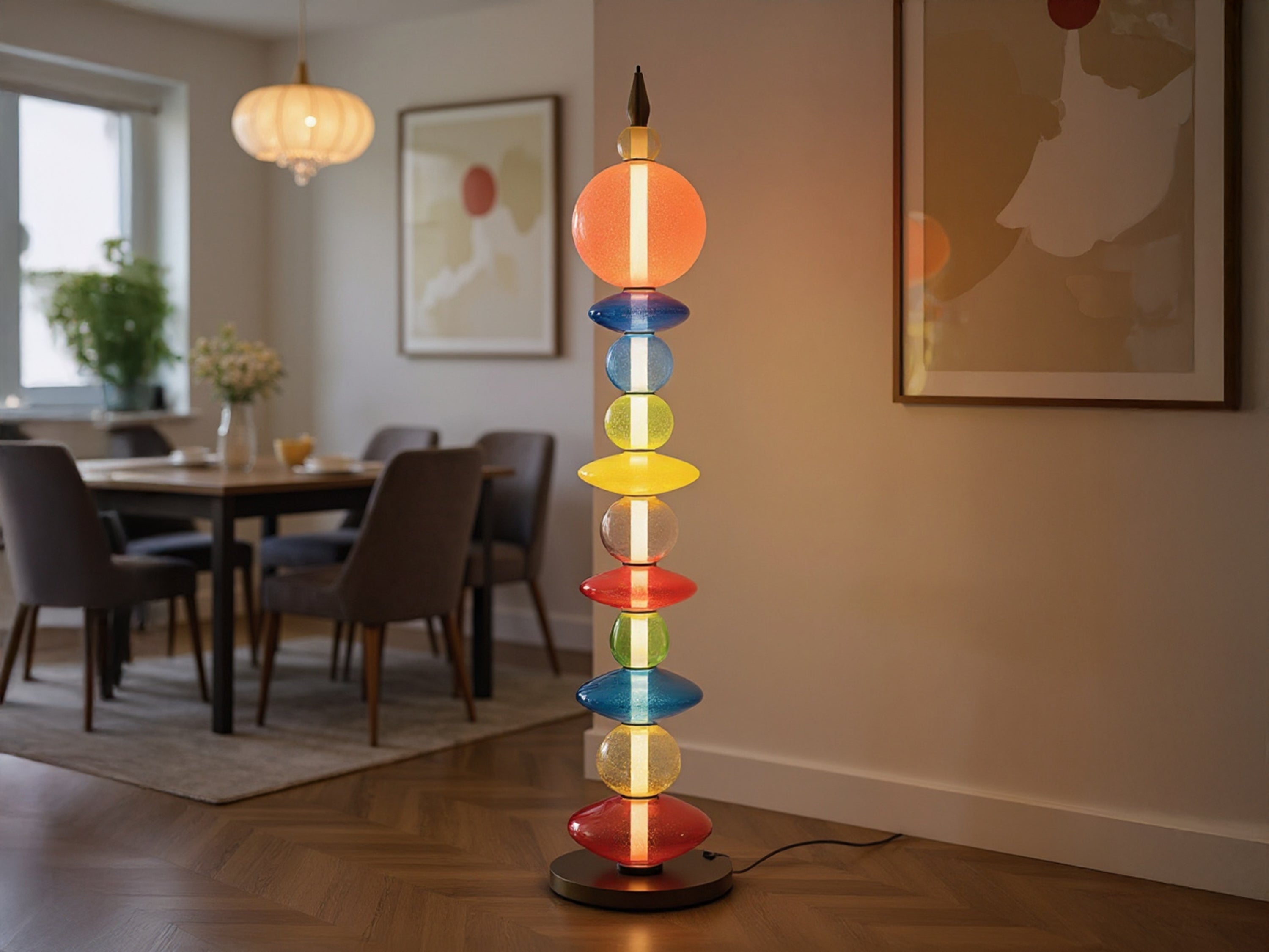 Handcrafted Colorful Glass Floor Lamp