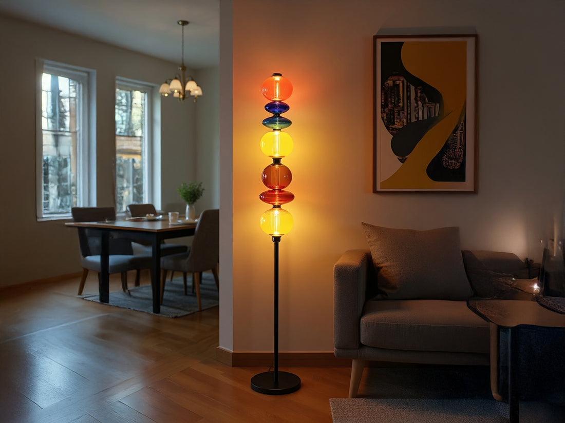 Handmade Colorful Blown Glass Floor Lamp