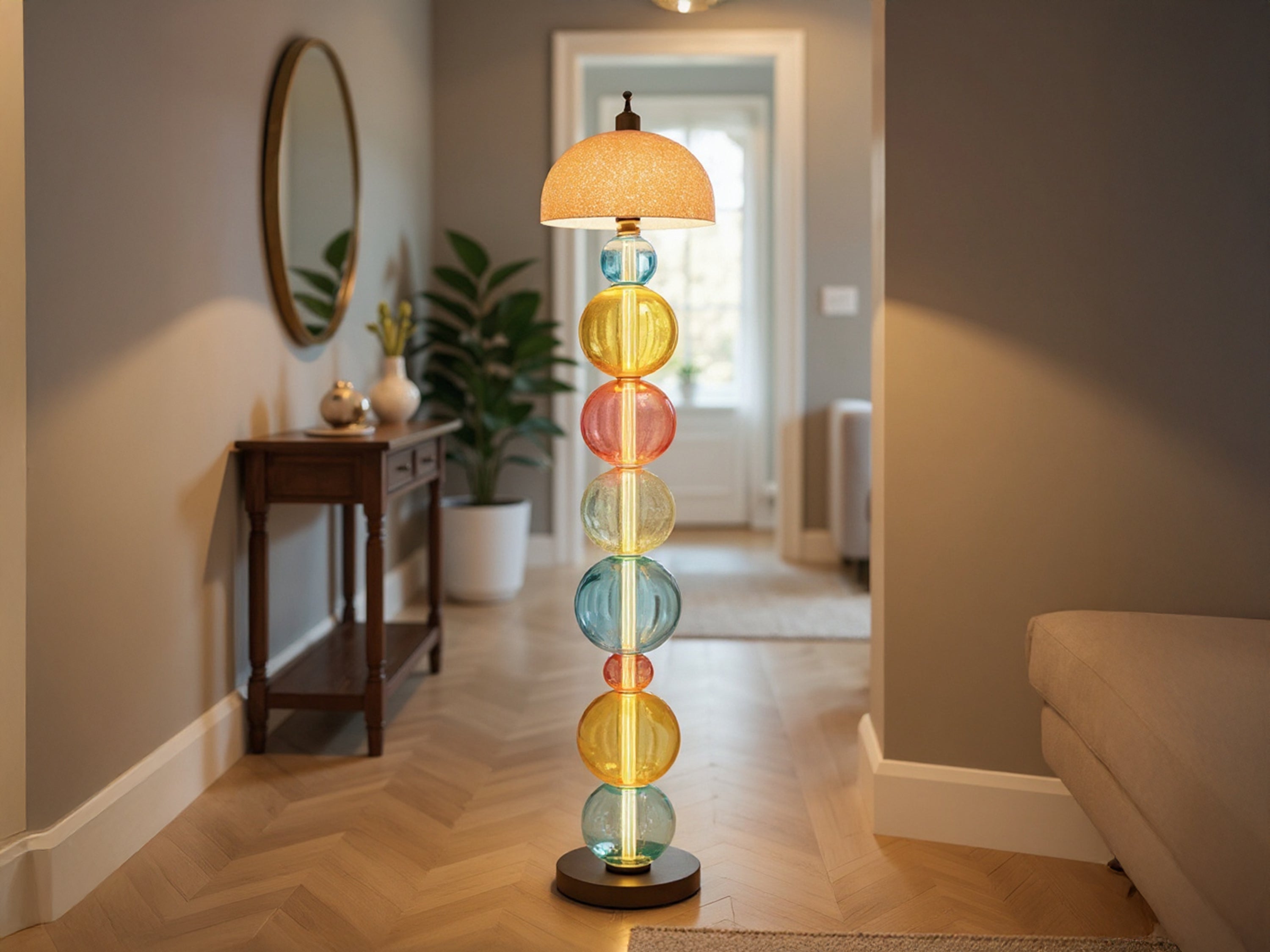 Handcrafted Colorful Glass Floor Lamp
