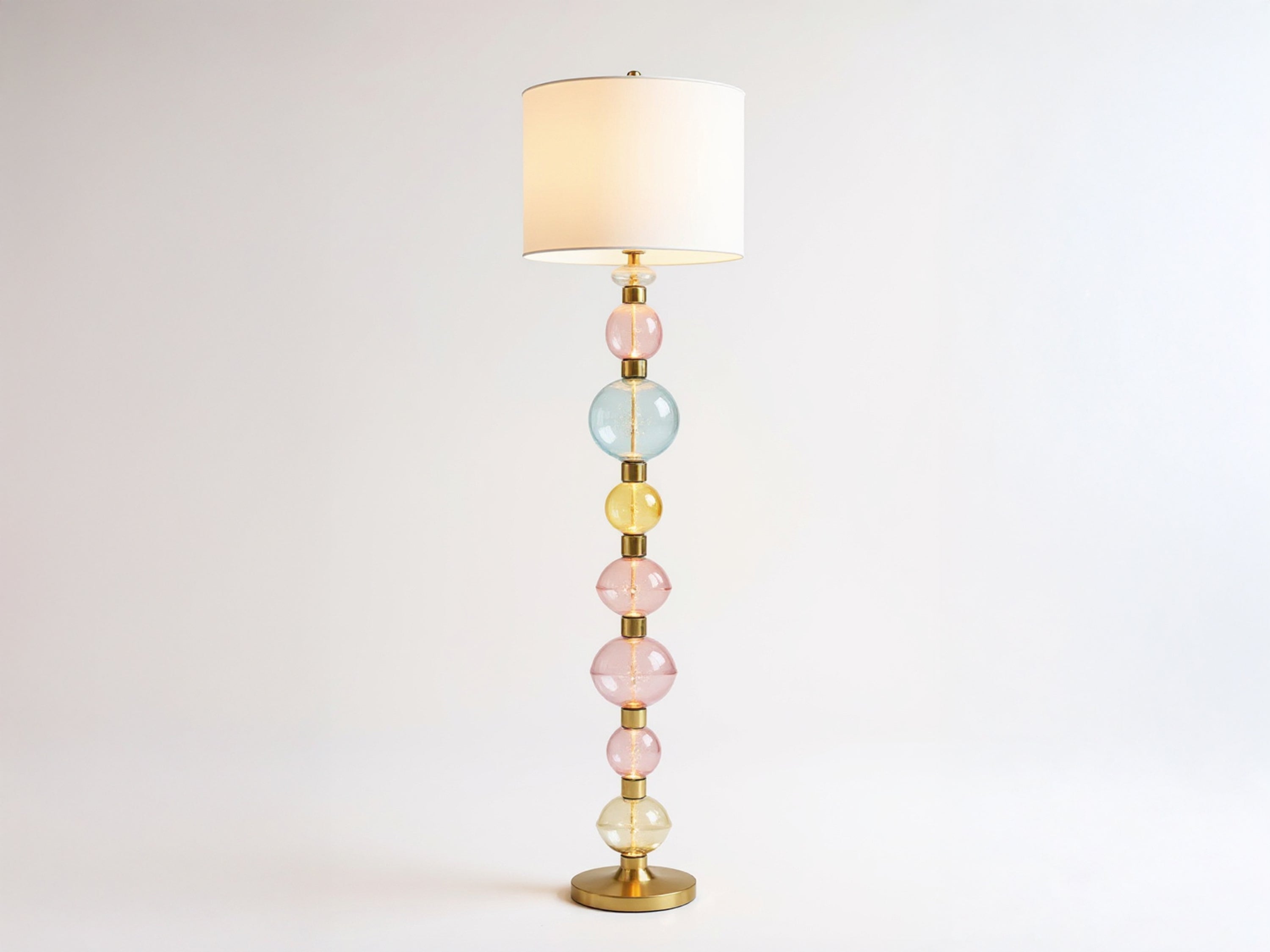 Handmade Colorful Glass Floor Lamp with White Lamp Shade Modern Standing Lamp