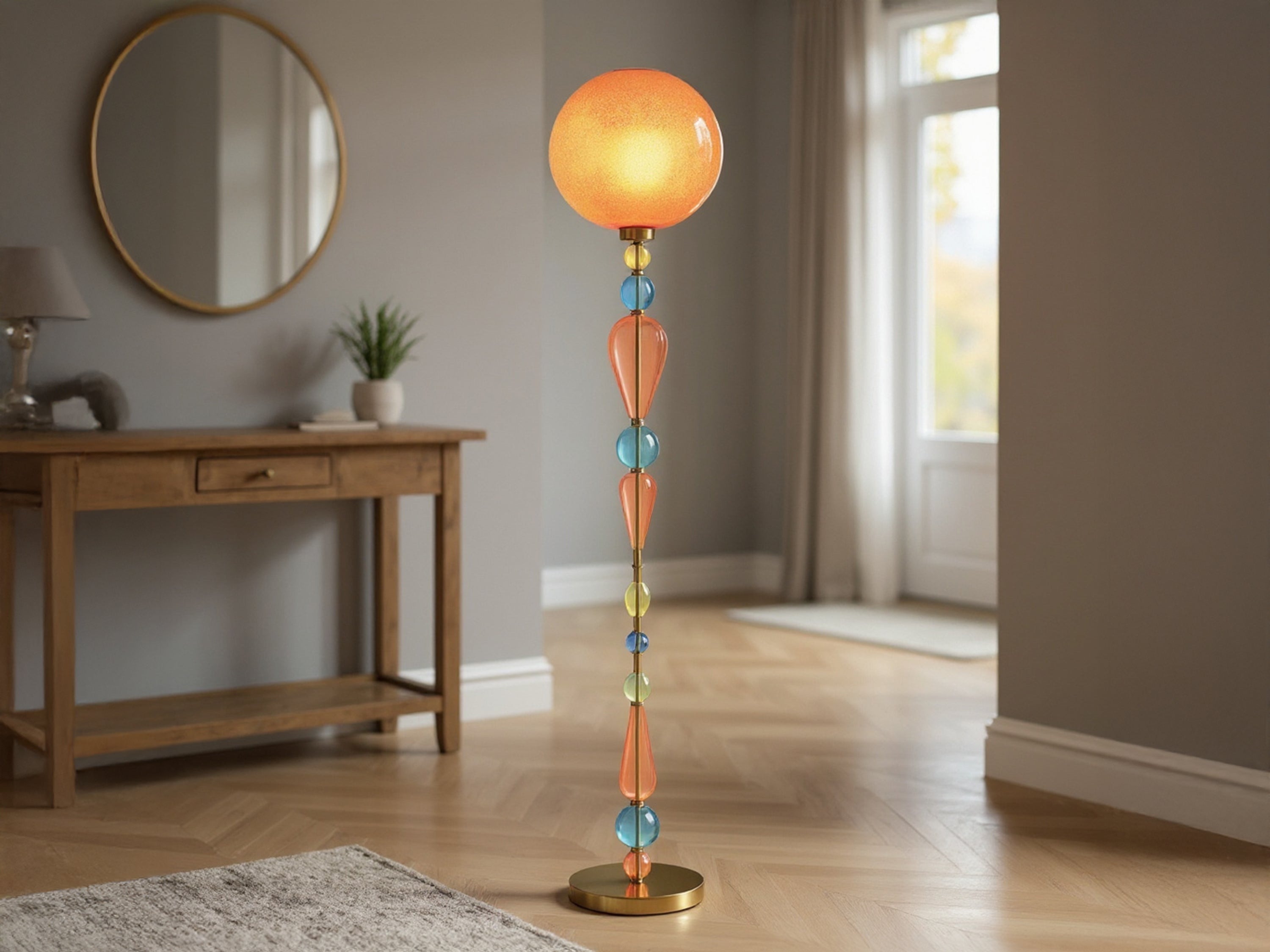 Handcrafted Colorful Glass Floor Lamp