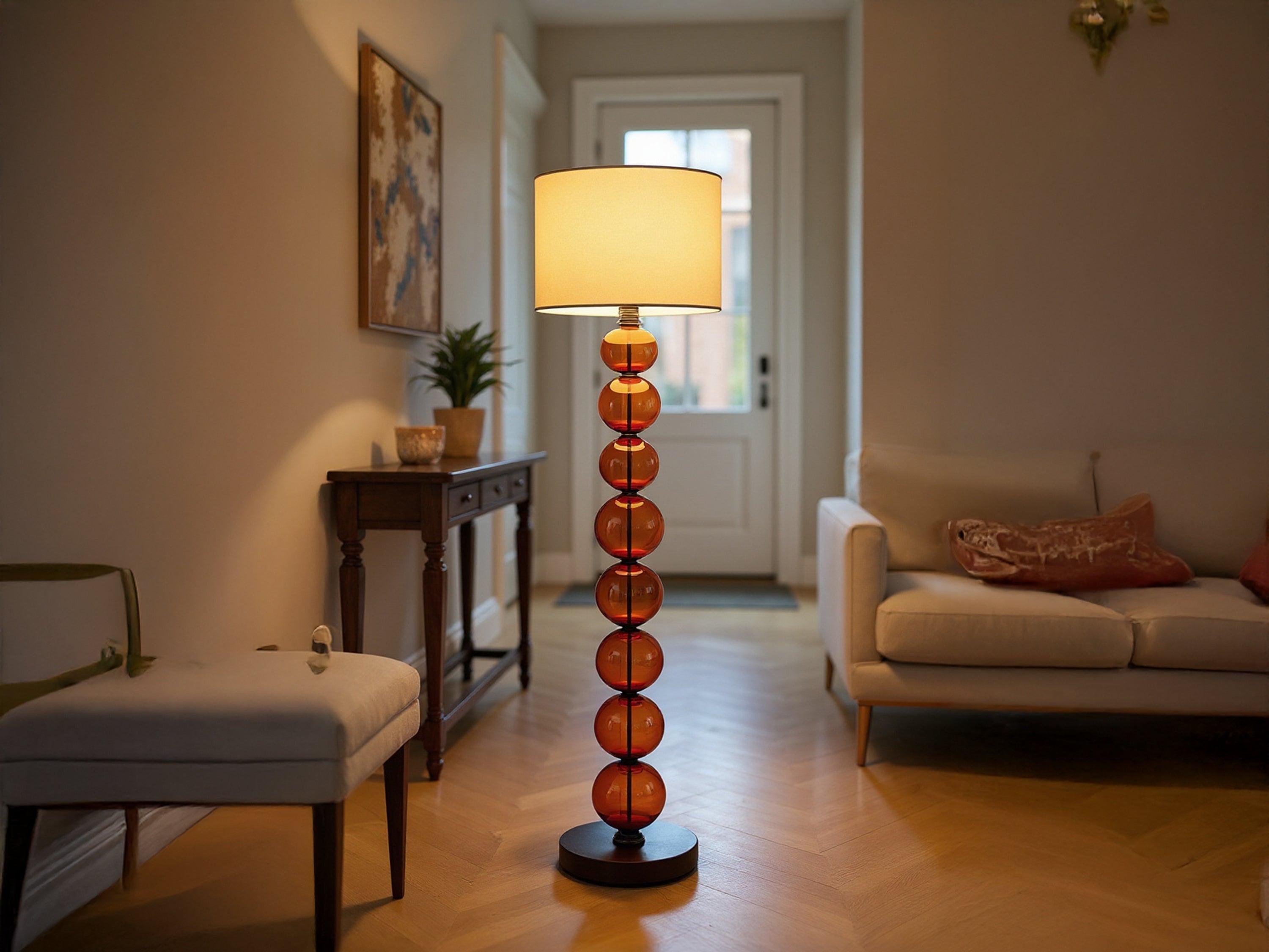 Customized Amber Blown Glass Floor Lamp