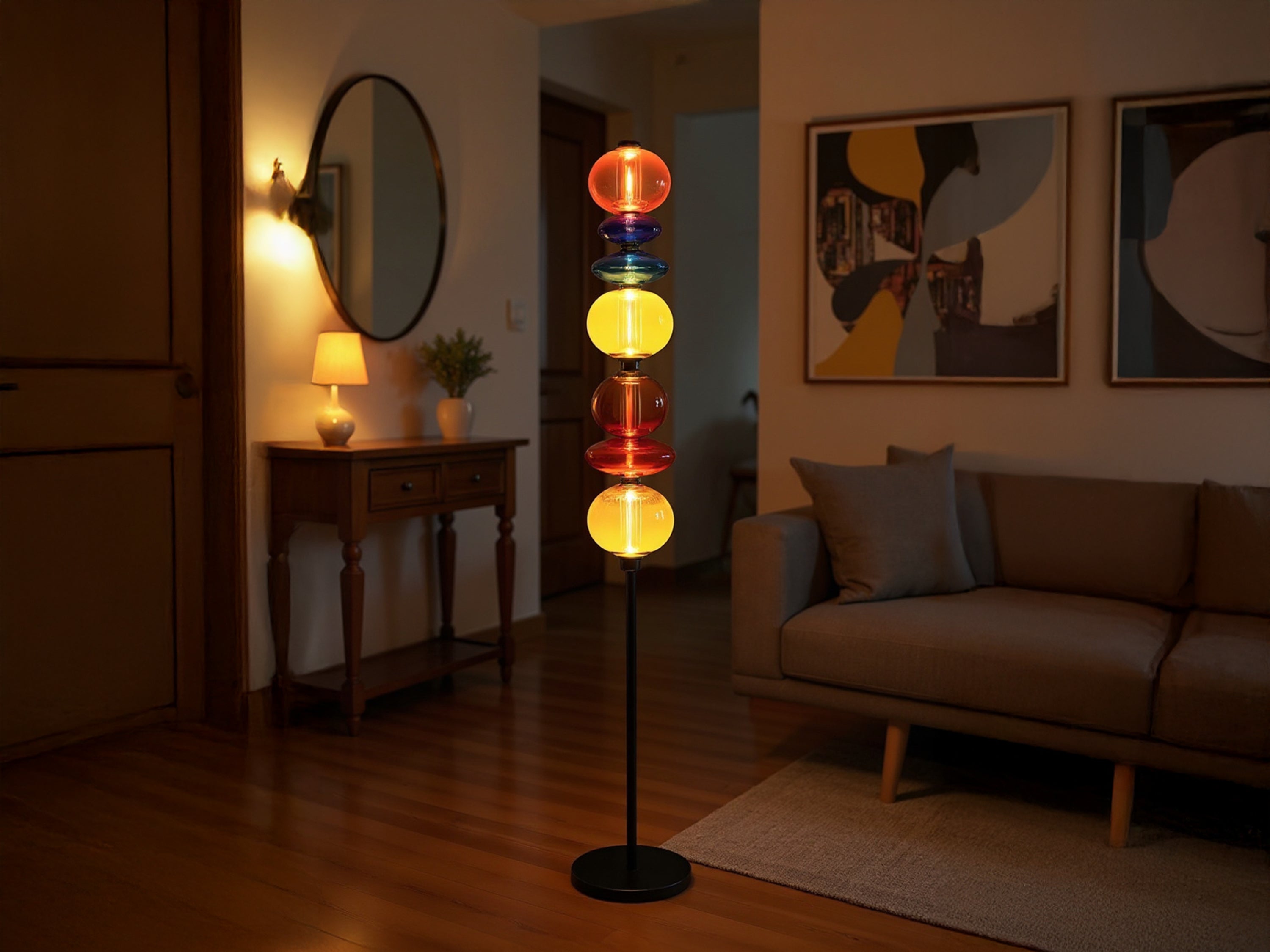 Handmade Colorful Blown Glass Floor Lamp