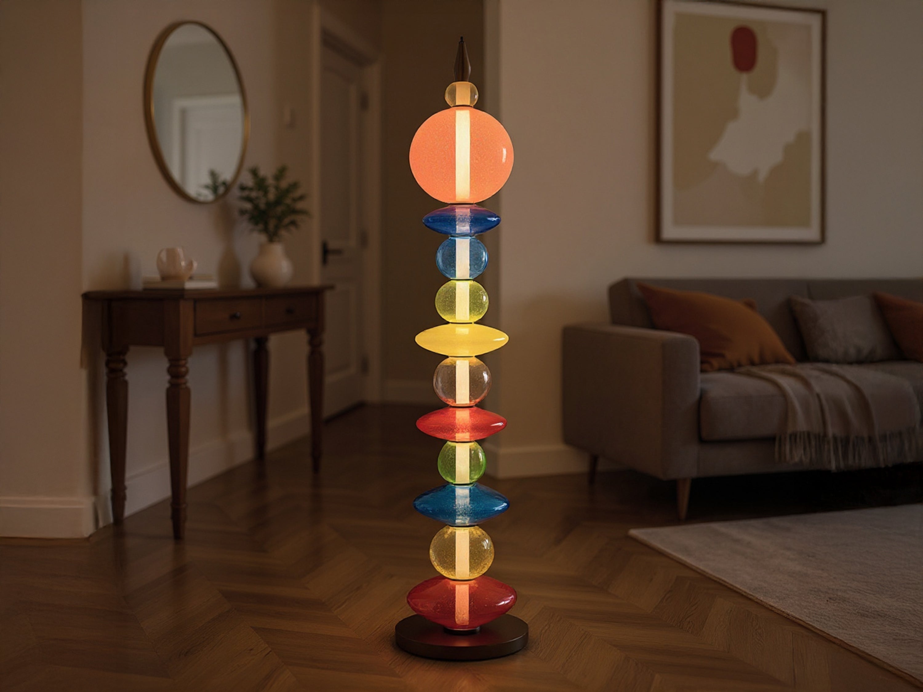 Handcrafted Colorful Glass Floor Lamp