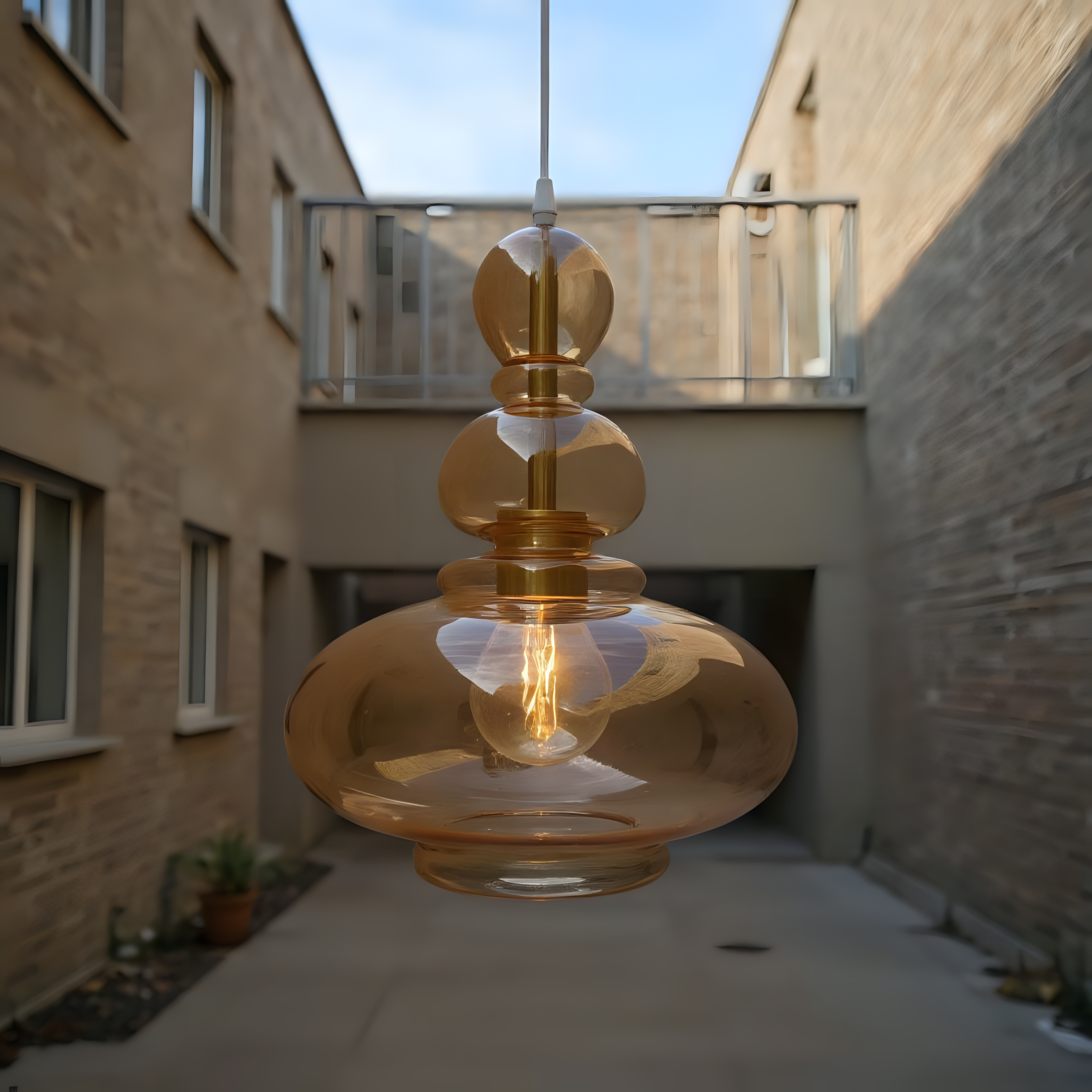 Amber Glass Pendant Light