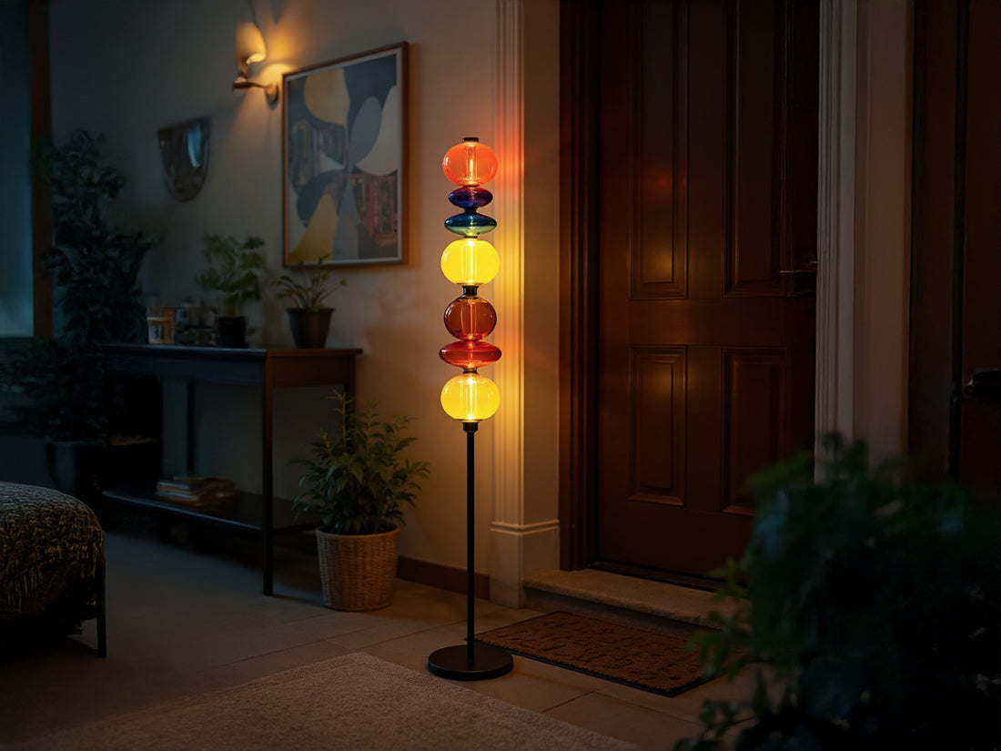 Handmade Colorful Blown Glass Floor Lamp