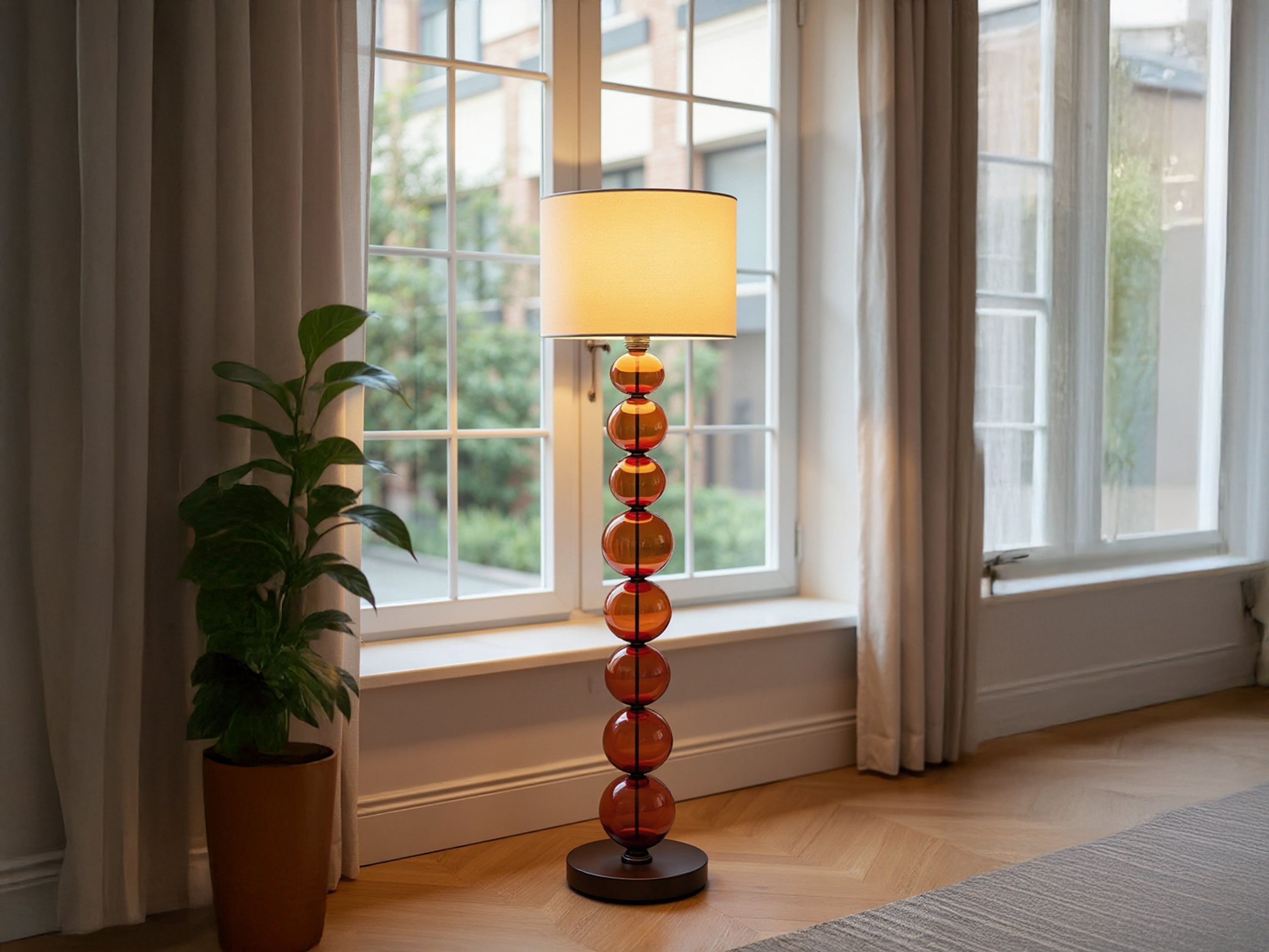 Customized Amber Blown Glass Floor Lamp