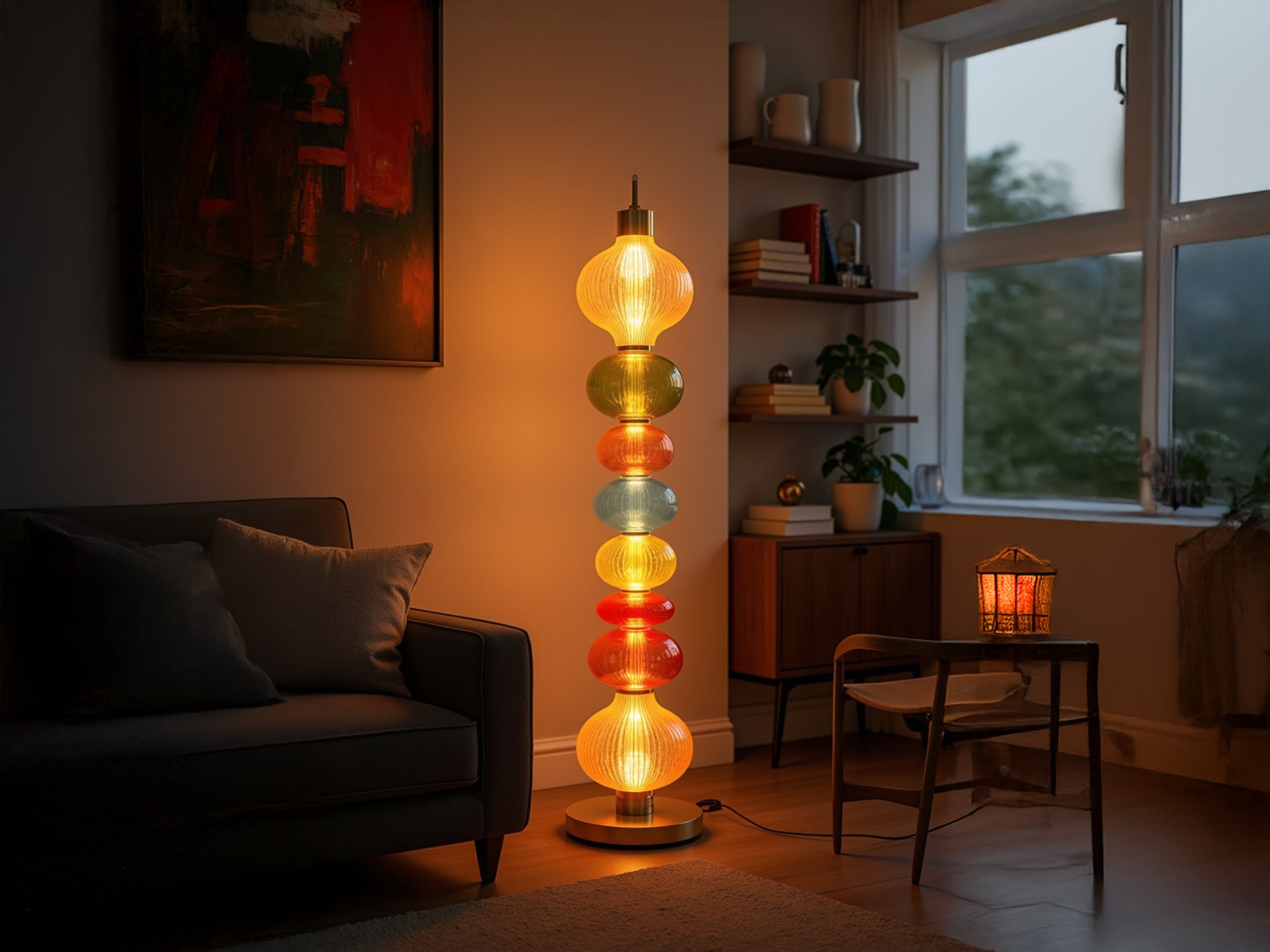 Handmade Glass Floor Lamp Unique Tall Floor Lamp