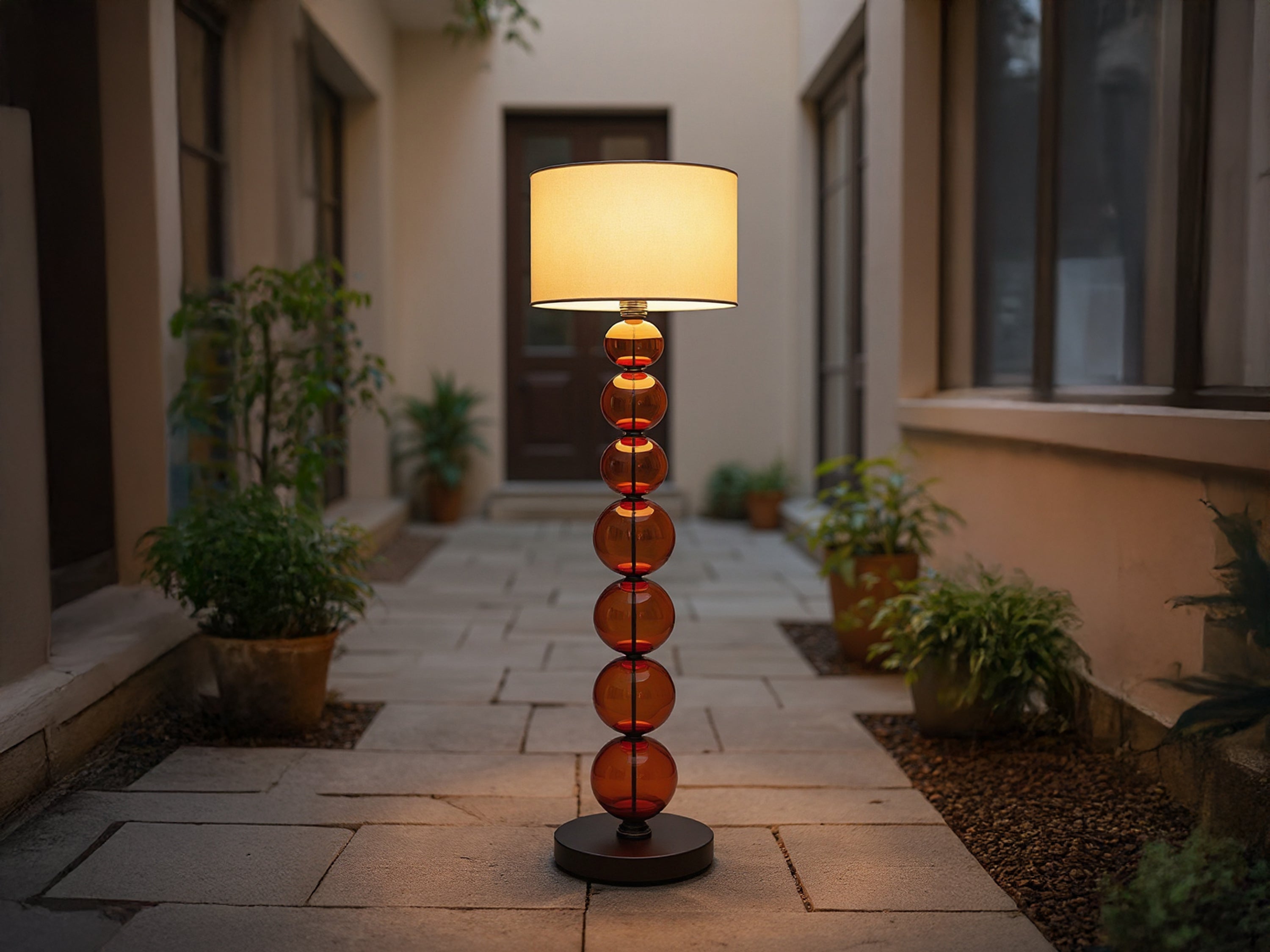 Customized Amber Blown Glass Floor Lamp