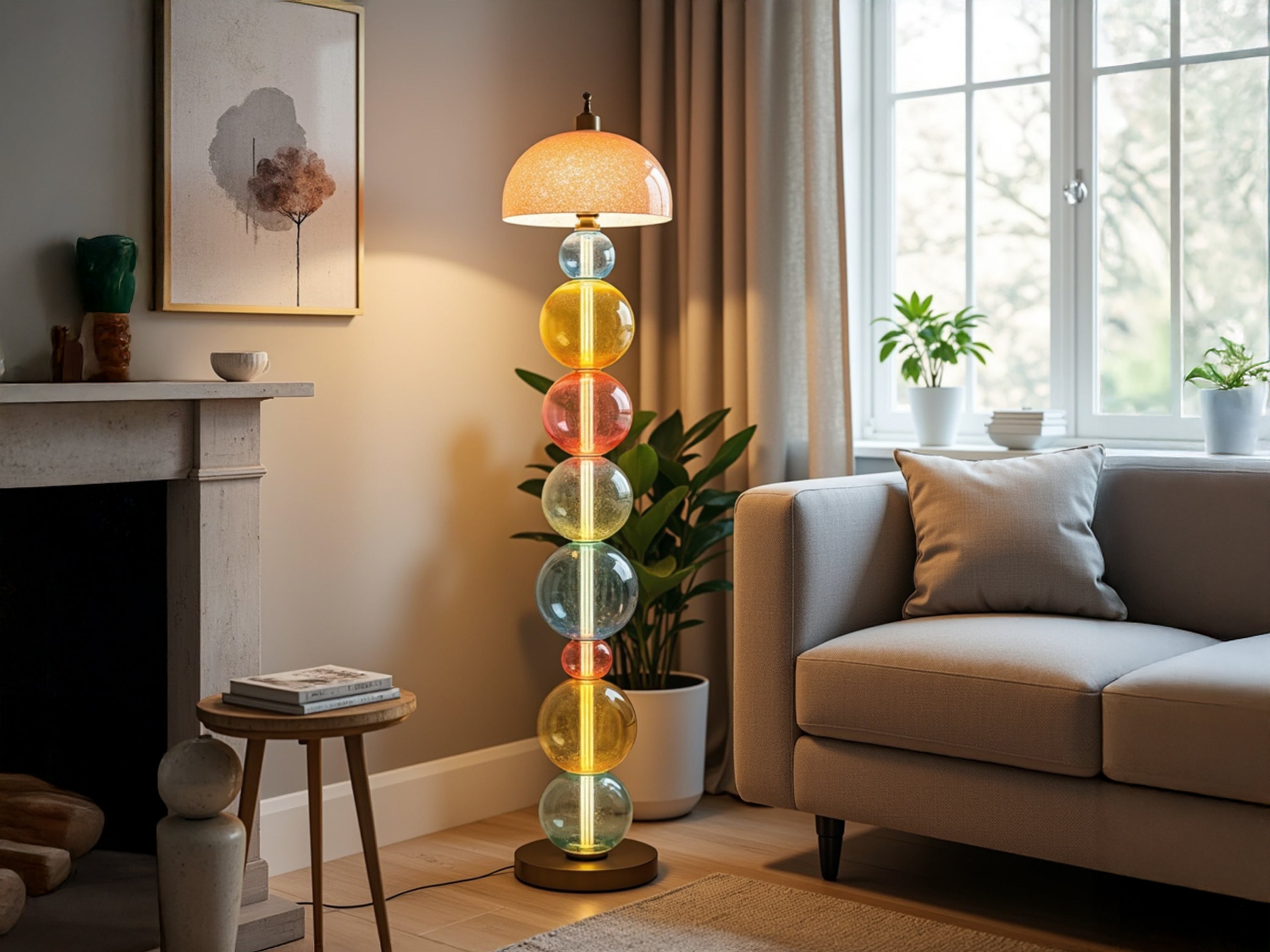 Handcrafted Colorful Glass Floor Lamp