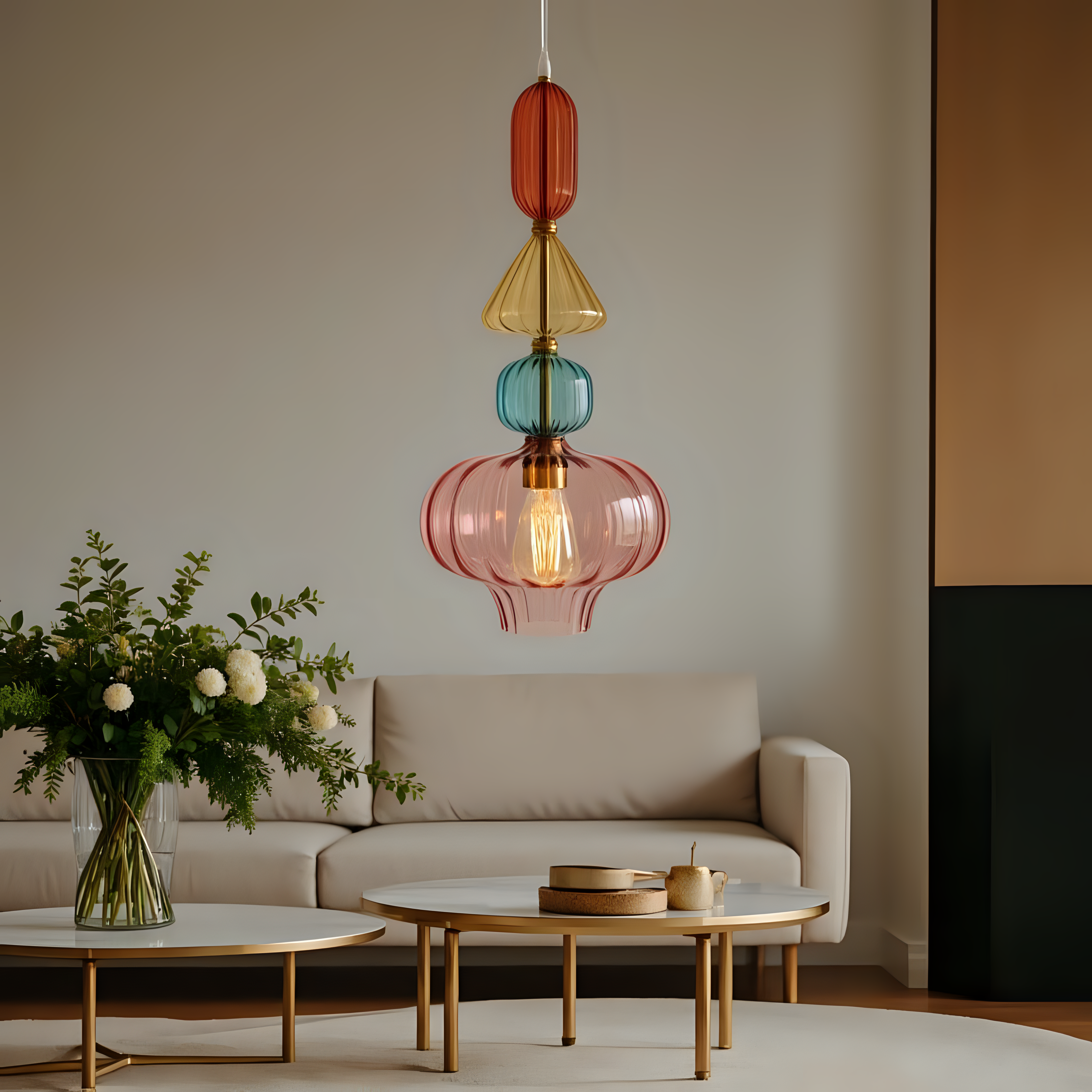 Colorful Blown Glass Pendant Light