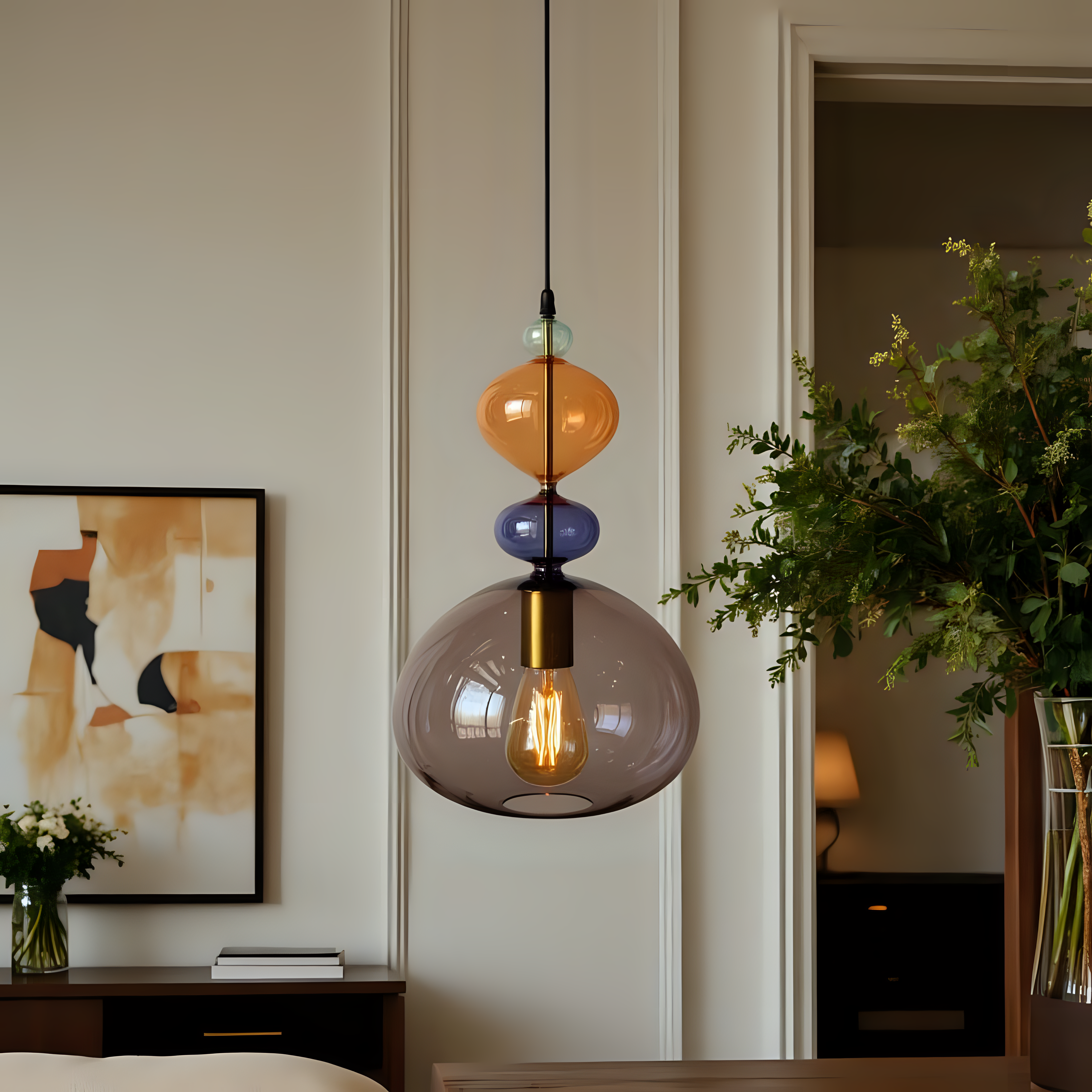 Hand Blown Glass Pendant Light