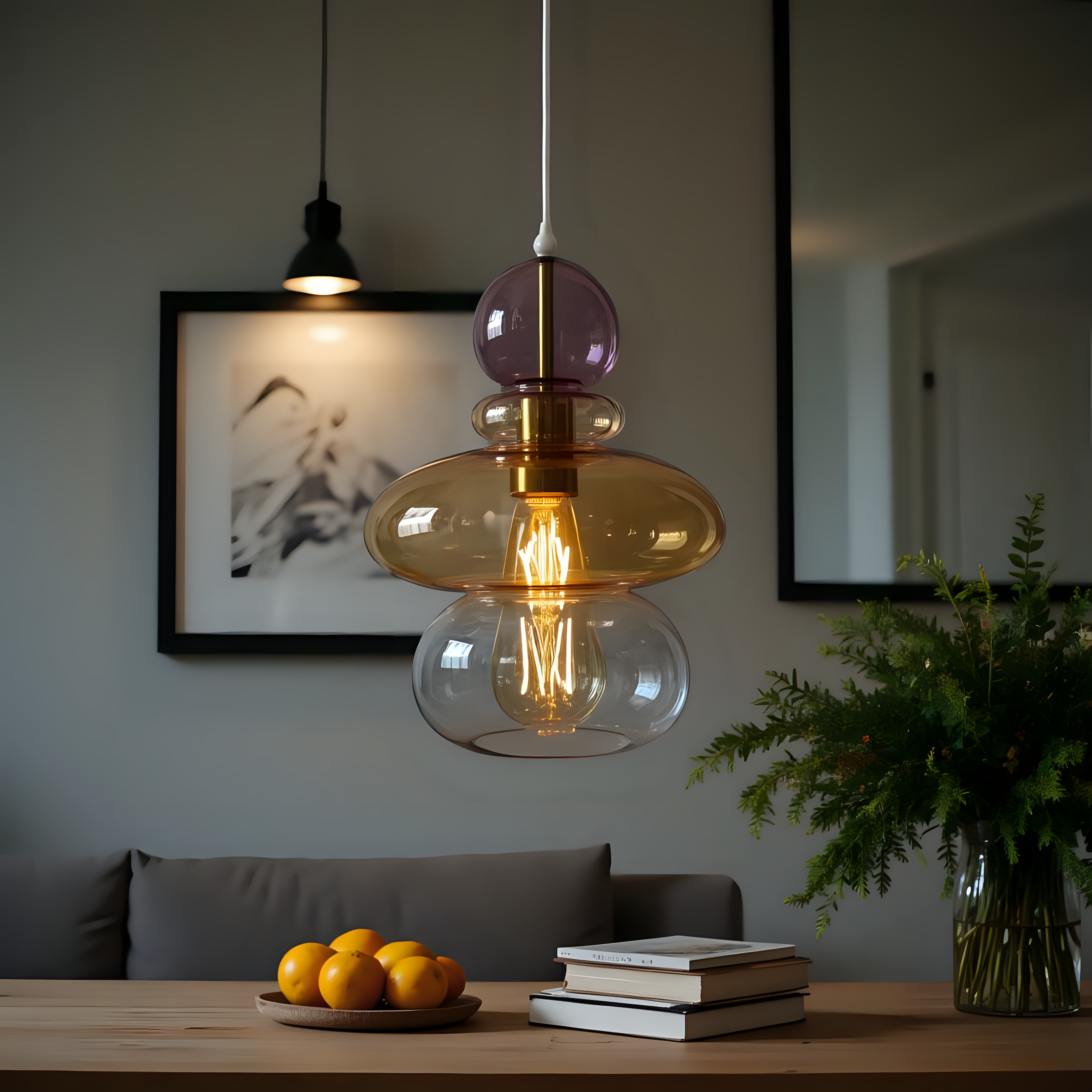 Handmade Blown Glass Pendant Light